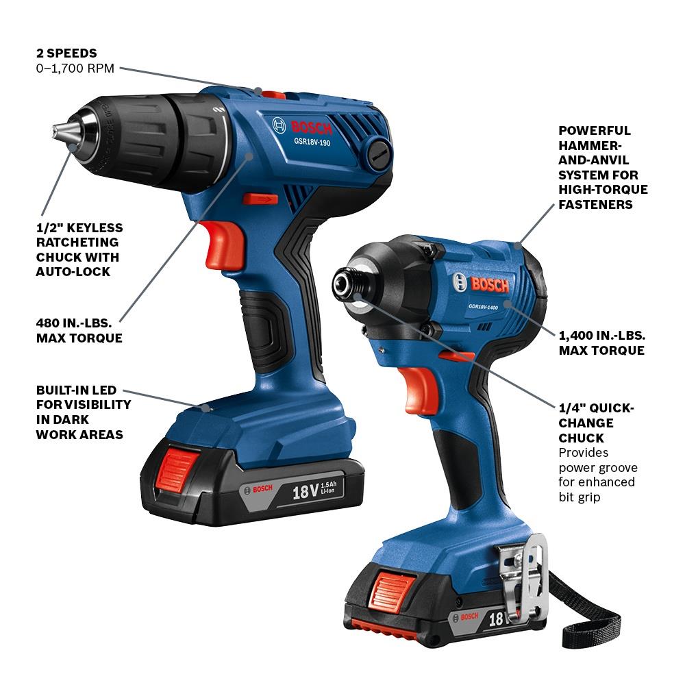 BOSCH GSR18V-975CB25 18V Brushless Connected-Ready 1/2 In. Drill/Driver Kit  with (2) CORE18V 4 Ah Advanced Power Batteries 