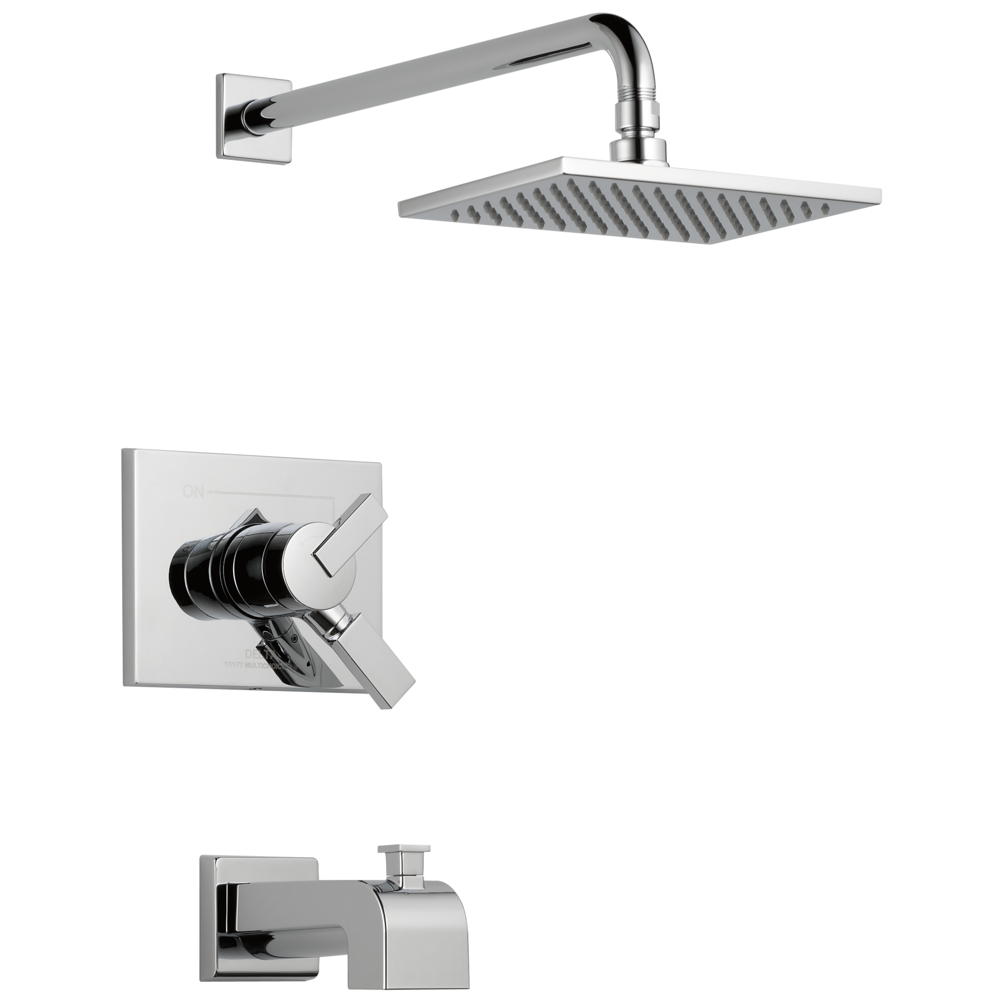 Delta T17453 Vero Chrome 2-handle Single function 8.656-in Square Bathtub and shower Faucet