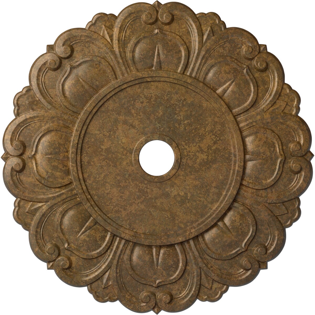 Ekena Millwork CM32ANRZS Angel 32.25-in W x 32.25-in L Painted Rubbed Bronze Polyurethane Whole Ceiling Medallion