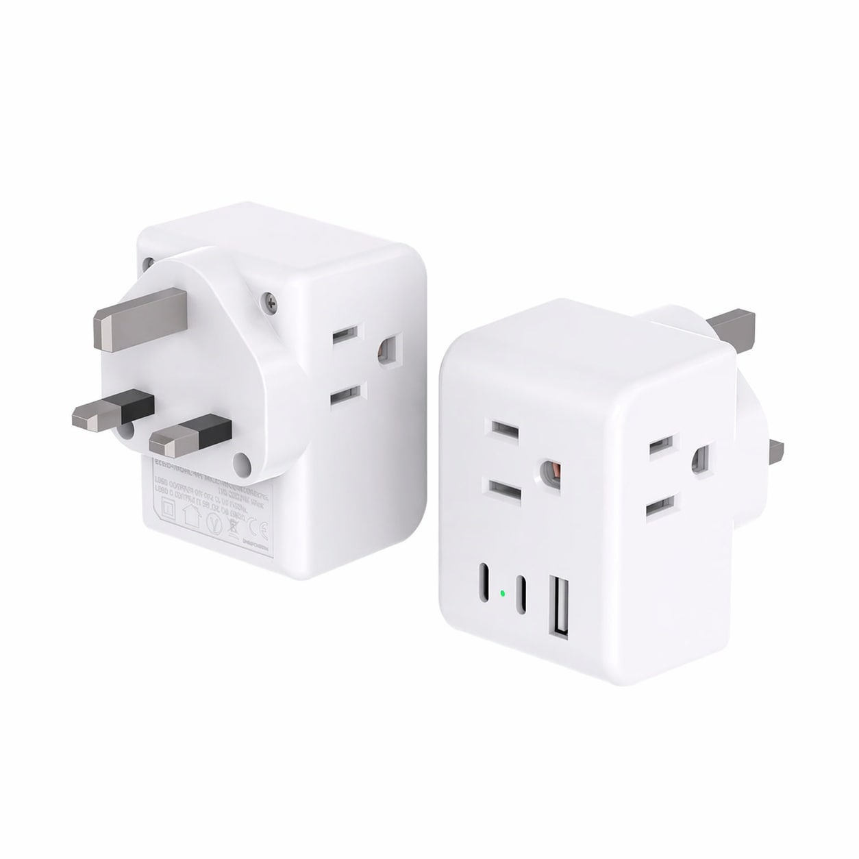 Misopily  2 Pack US to UK Ireland Travel Plug Adapter Type G Power Plug Adapter with 3 Outlets 3 USB Ports 2 USB C European Travel Plug Adapter