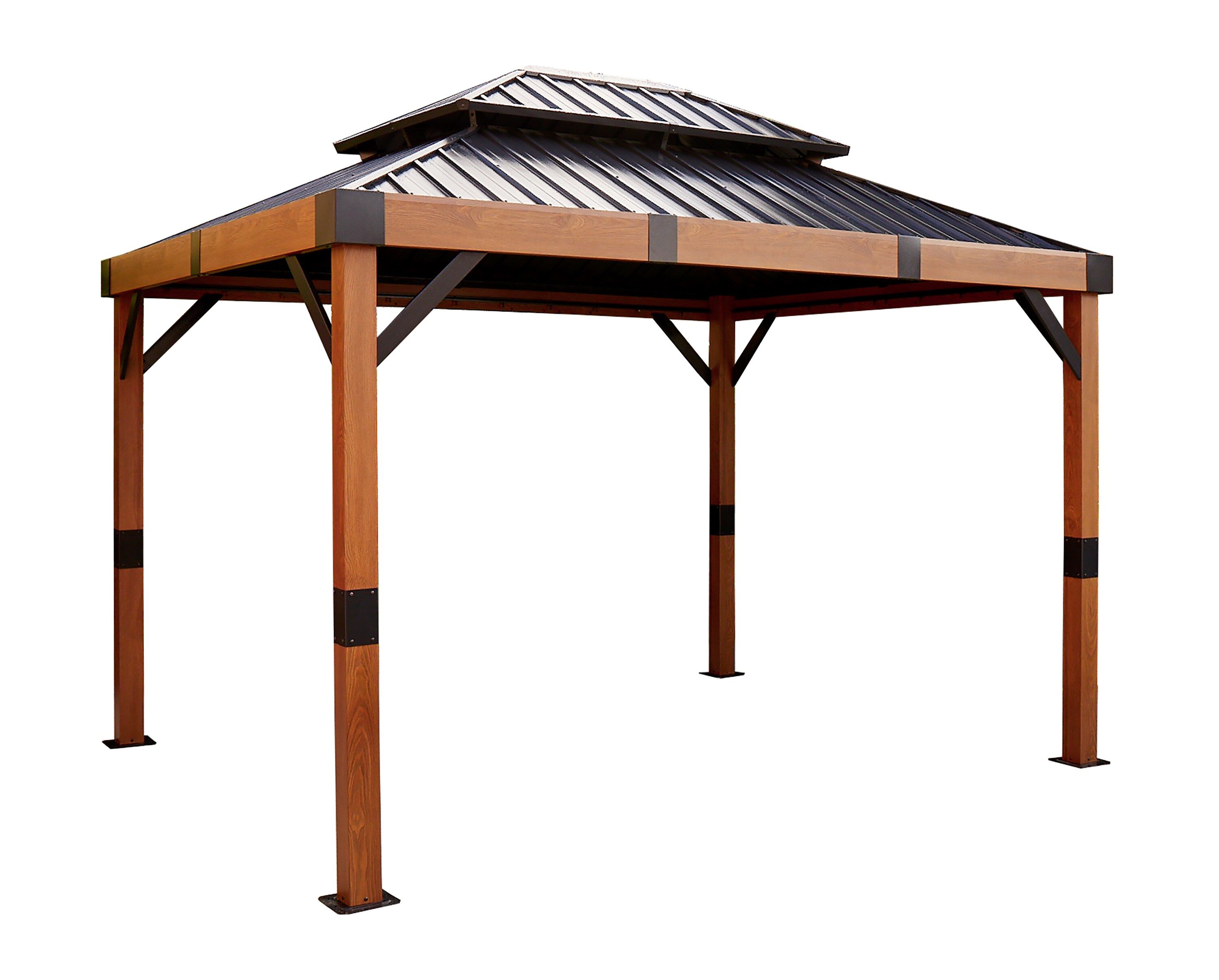 Sojag 500-9168303 10-ft x 12-ft Wood Square Hardtop Steel Roof (Screen Included)