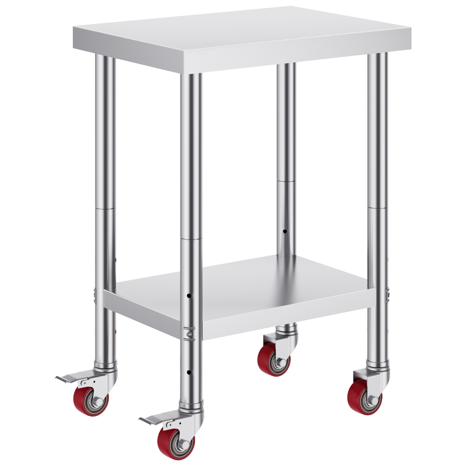 GIVIMO Stainless Steel Work Table 24-in x 18-in x 34-in 700-lb Capacity Commercial Kitchen Prep Table with 4 Wheels and 3 Adjustable Shelves