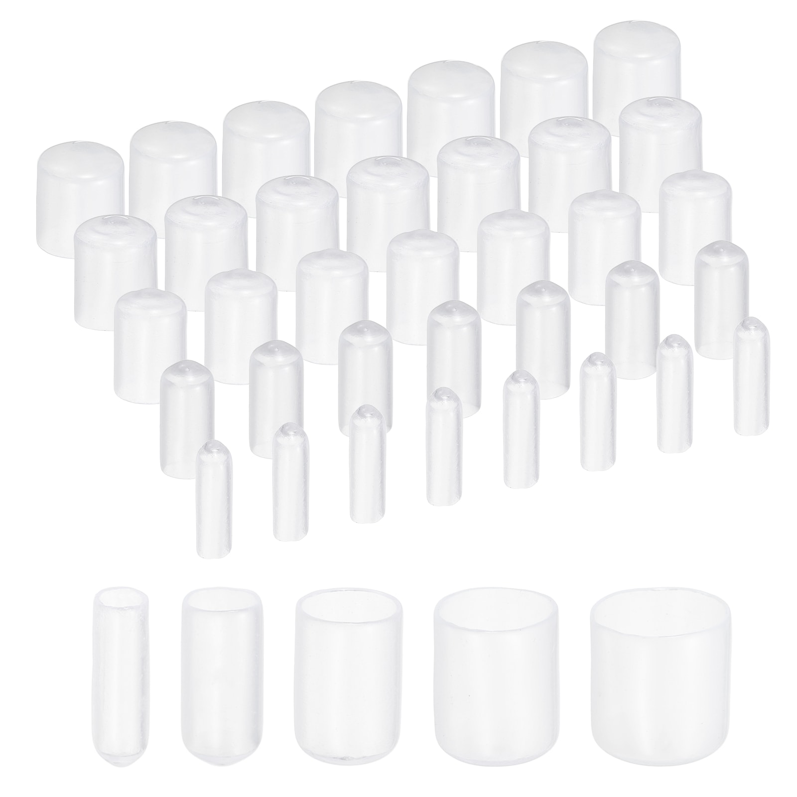 Unique Bargains 100pcs Round Rubber End Caps Protective Caps 1/8inch 1/4inch 1/2inch 3/4inch 1inch Clear Screw Thread Protectors