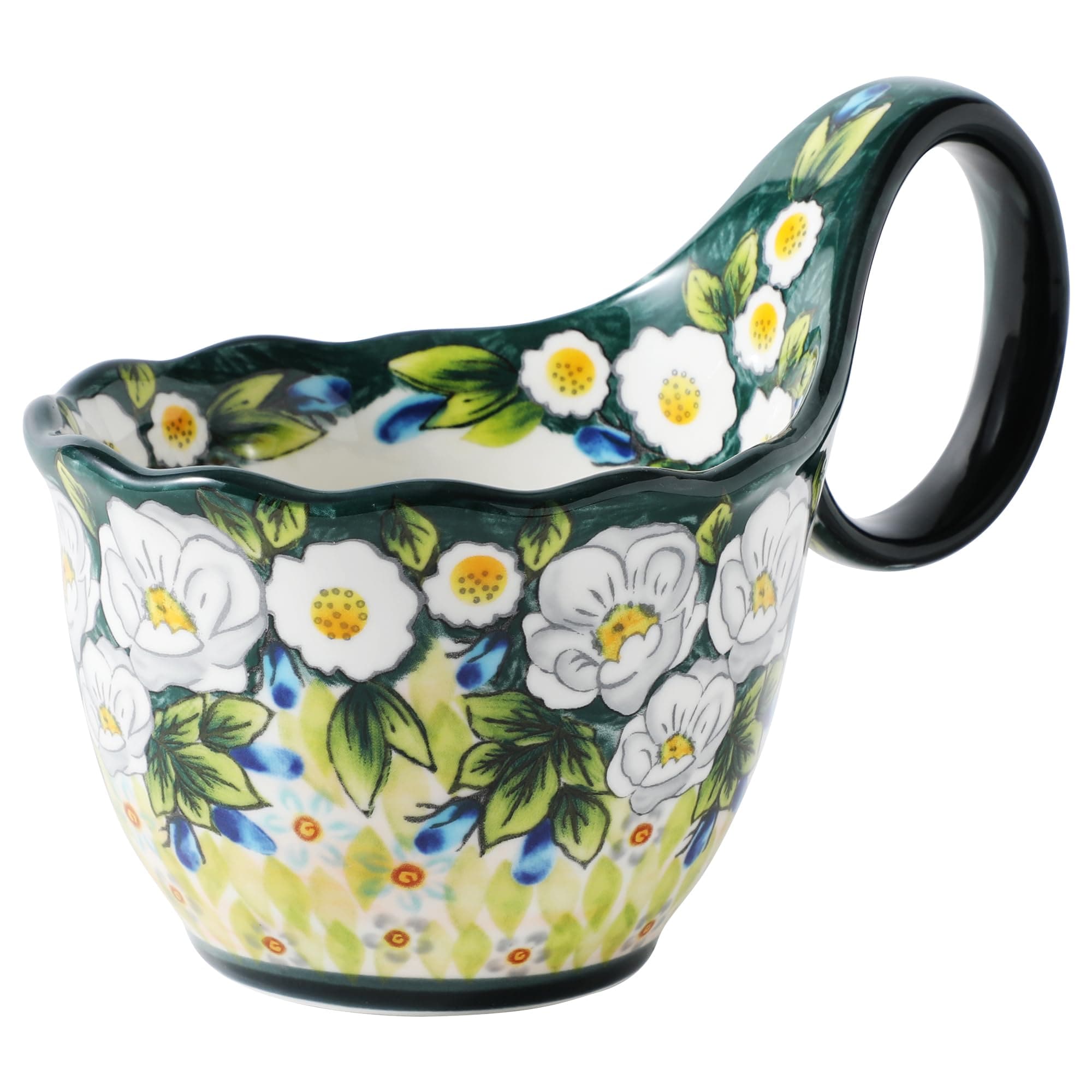 Aoibox  18oz Floral Green Soup Bowl with Loop Handle 7 x 5 2 in Vintage Style Ceramic Cereal and Snack Bowl 2025