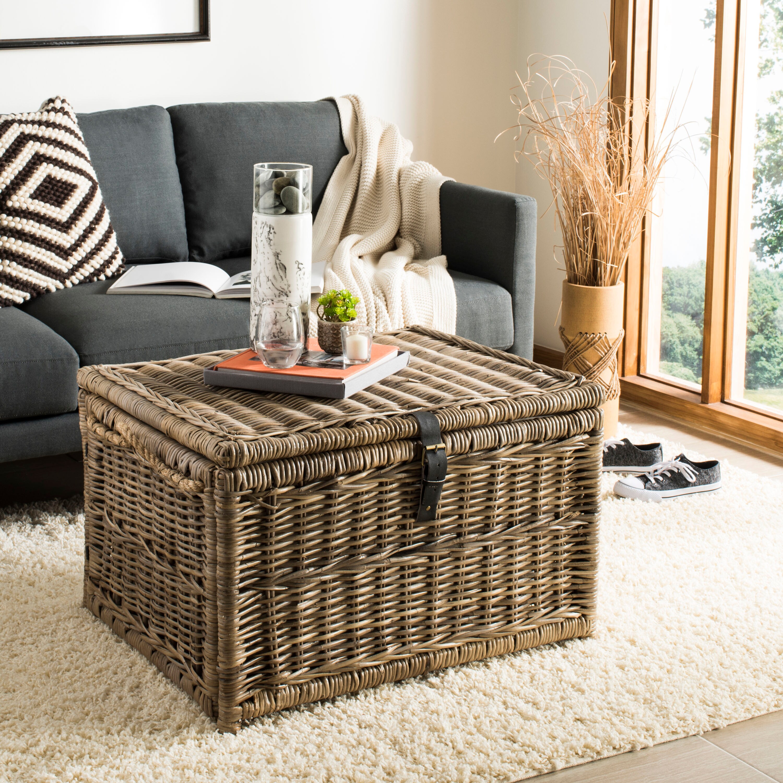 happimess 4.44-cu ft Natural Rattan Storage Trunk in the Storage Trunks ...