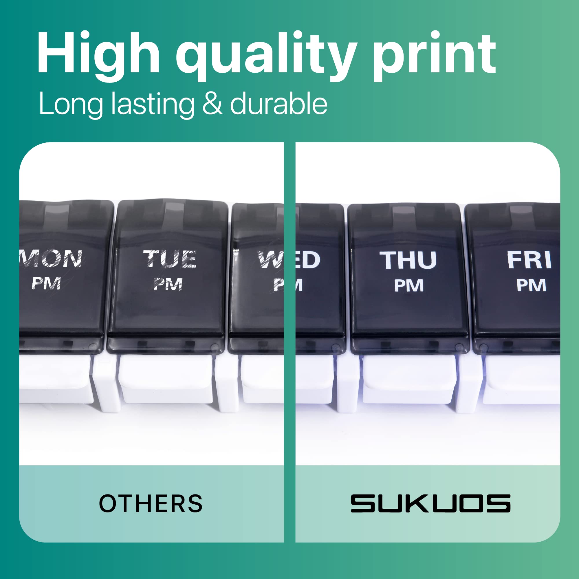 Sukuos AM PM Weekly 7 Day Pill Organizer; Large Pill Cases w/ Push ...