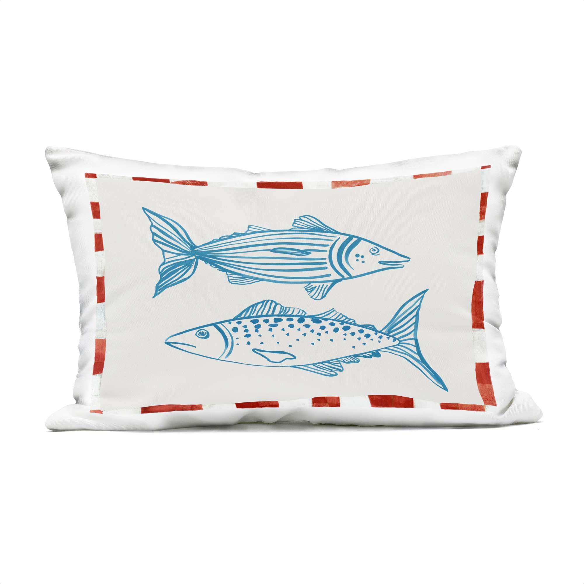 Stupell Industries PLQ-580-ORC-14X20 Ocean Fish Sketch Outdoor Printed Pillow design by Hannah Dawson 14 x 20
