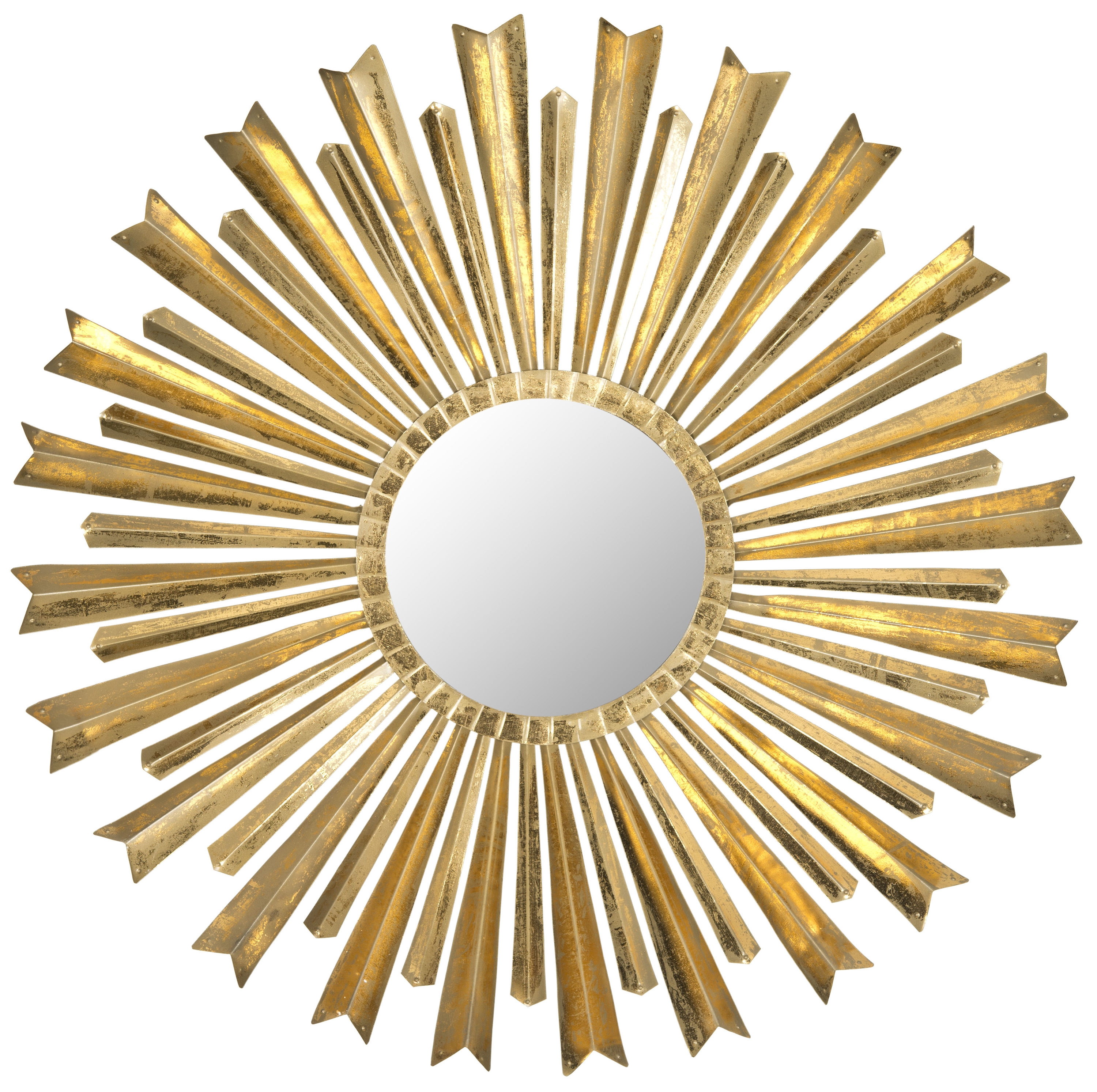 Safavieh Golden Arrows Sunburst 33-in W x 33-in H Round Antique Gold  Polished Wall Mirror in the Mirrors department at