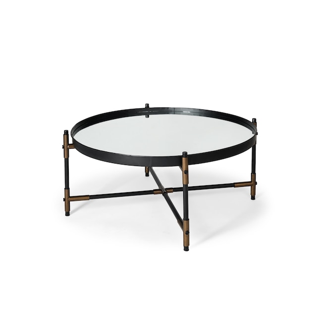 Mercana Marshall Black Round Mirrored, Black Mirrored Coffee Table Tray