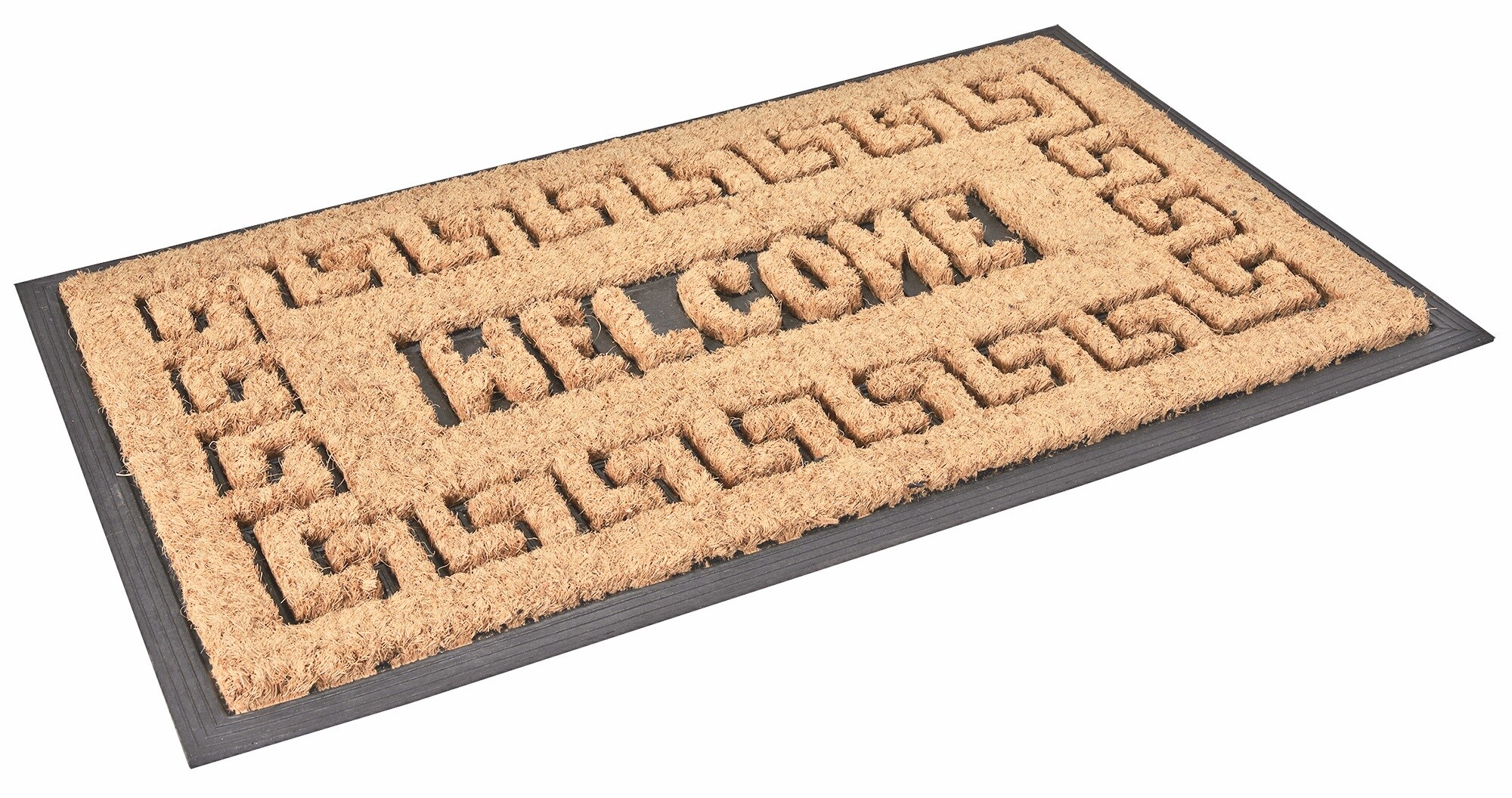 Envelor Coir Cluster Brown 30 in. x 18 in. Coir Rubber Welcome Door Mat