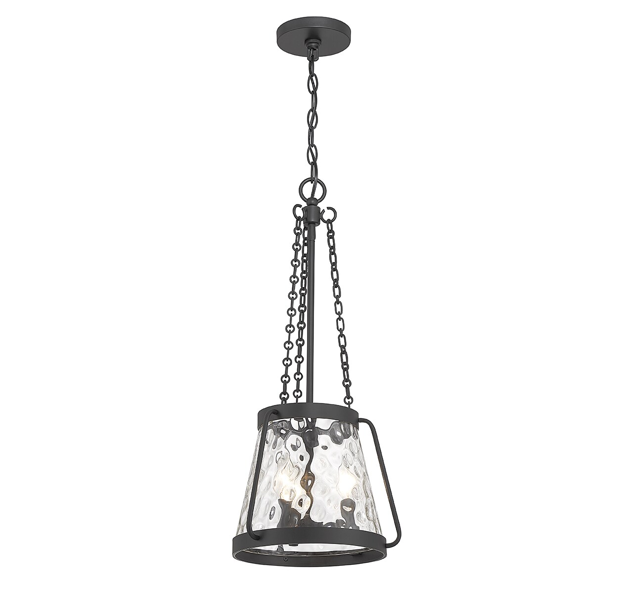 Crawford Matte Black 3-Light Pendant with Clear Water Glass Shade