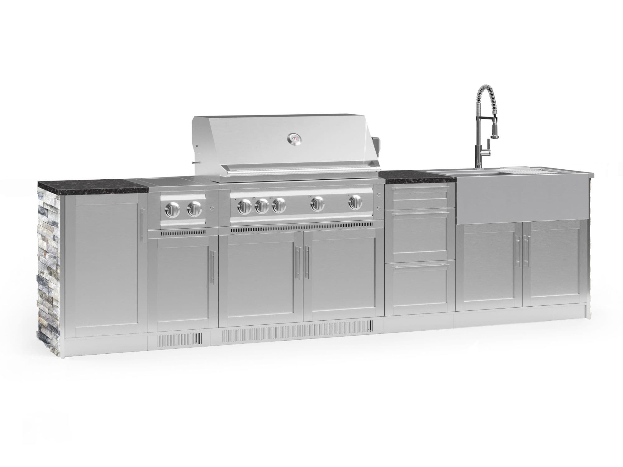 NewAge Products 69159 Signature Series Cabinets Platinum Grill 10 -Piece 131.16-in W x 25.5-in D x 58.64-in H Modular Outdoor Kitchen Set 7 Burners