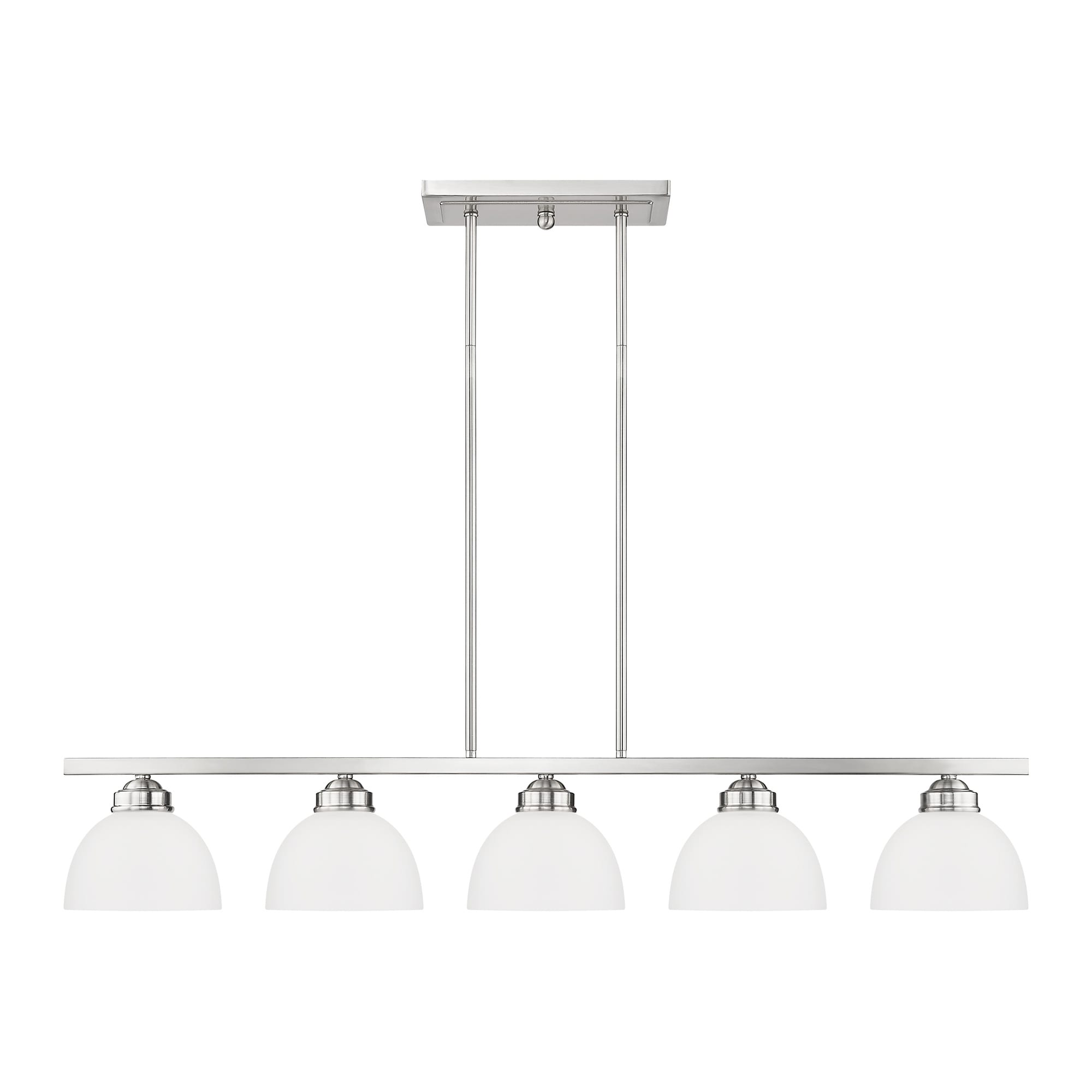 Sleek Somerset Brushed Nickel 5-Light Linear Chandelier with Satin Glass
