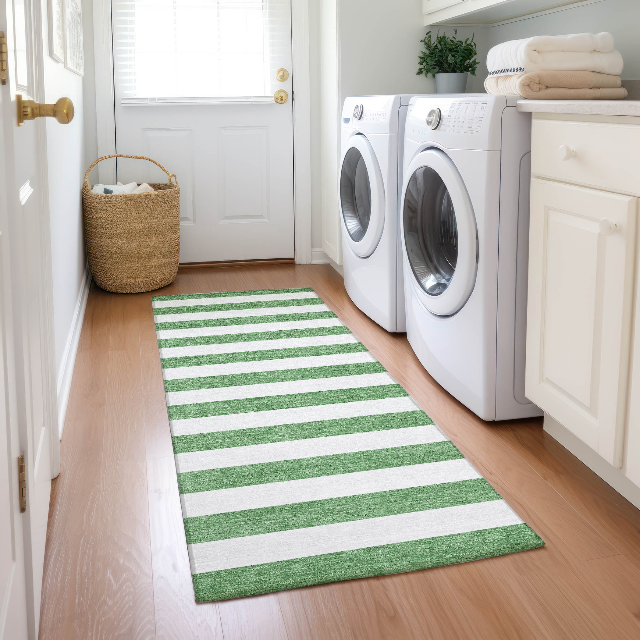 Addison Rugs ACN528GE2X8 Chantille ACN528GE 2 x 7 (ft) Polyester Green Rectangular Indoor/Outdoor Stripe Machine washable Area rug