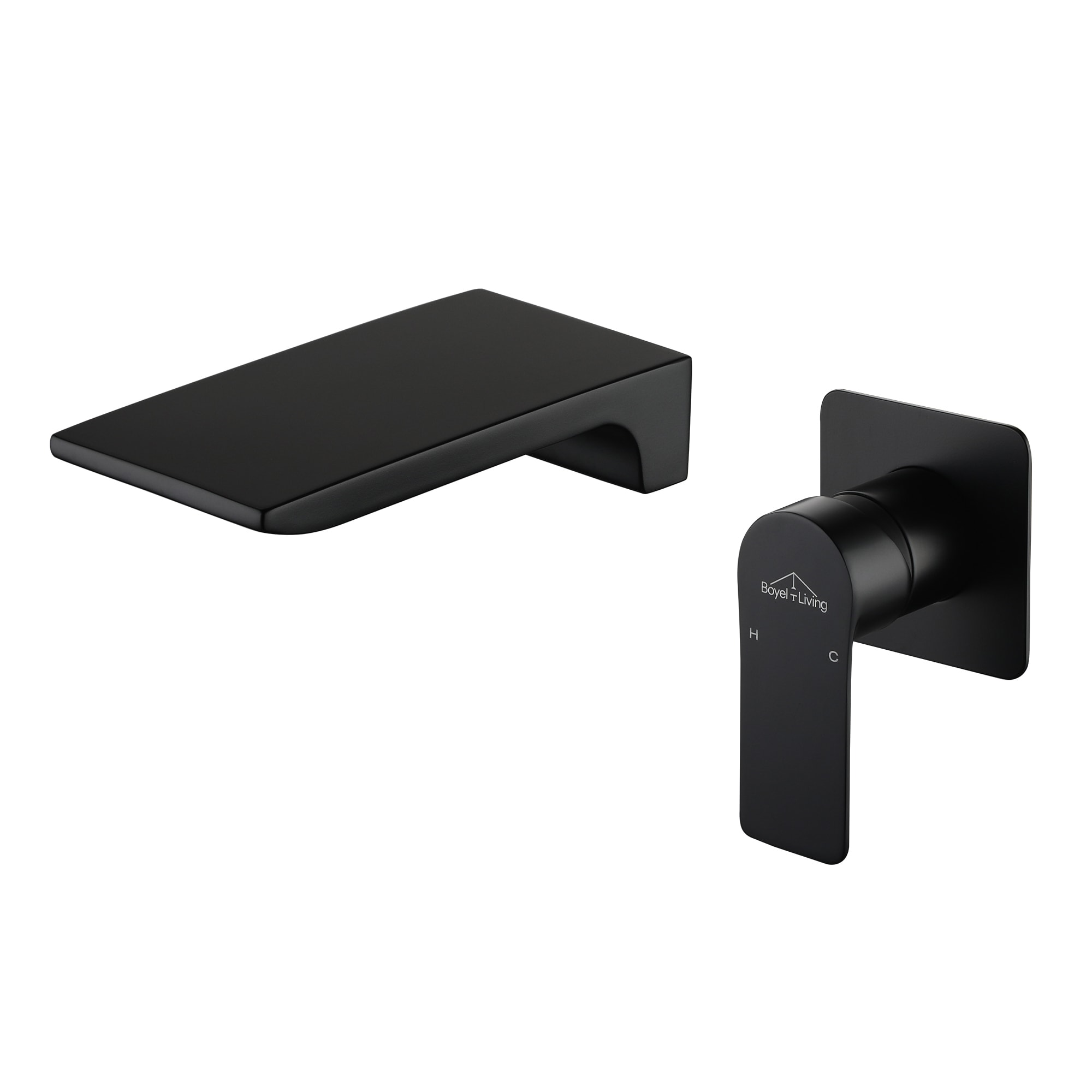 Clihome CSMD-BF24-10B Matte Black Wall-mount 1-handle Waterfall Commercial/Residential Handle Bathroom Sink Faucet