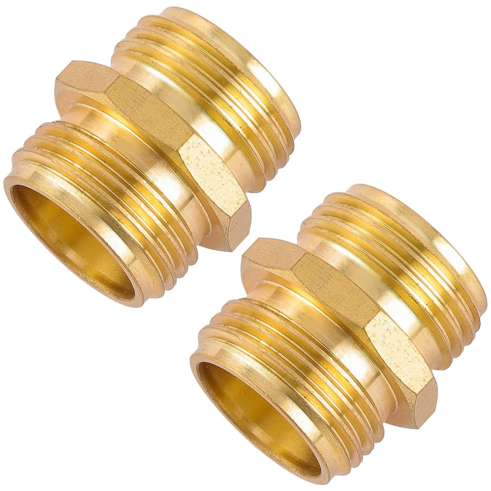Aoibox -  3 4 in GHT Double Male Brass Garden Hose Connector Adapter 2 Pack Hose Repair 2 x 2 x 1 in