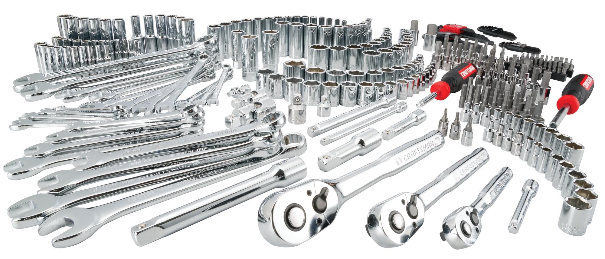 CRAFTSMAN 308-Piece Standard (SAE) and Metric Polished Chrome Mechanics  Tool Set in the Mechanics Tool Sets department at