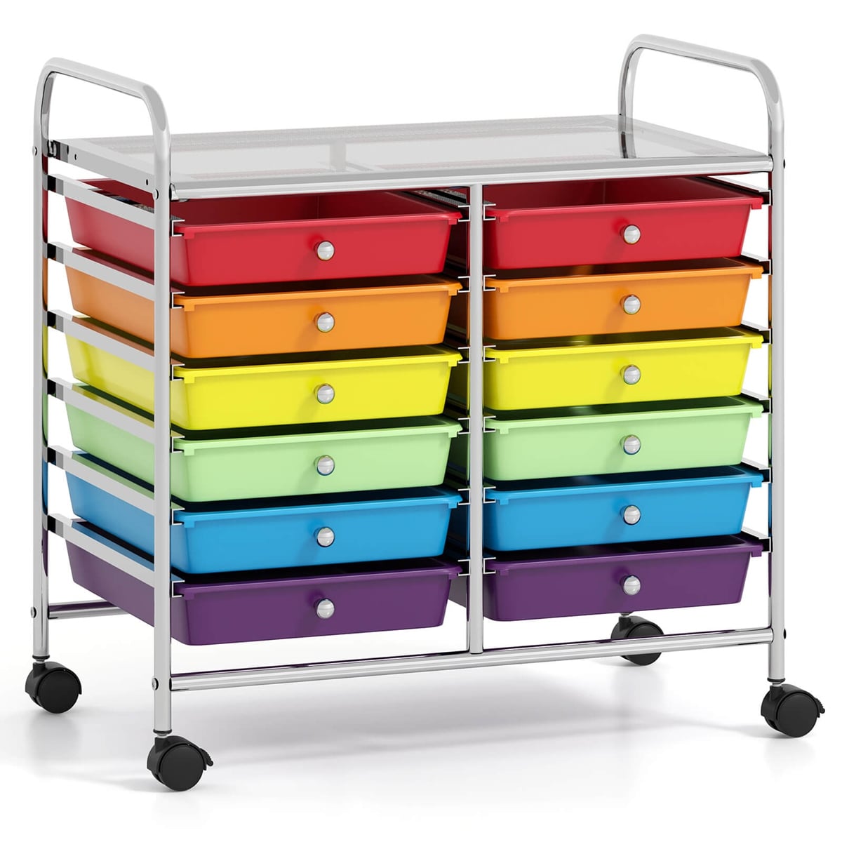 Costway HCST06391 12 Drawers Rolling Cart Storage Scrapbook Paper Studio Organizer Bins Multicolor