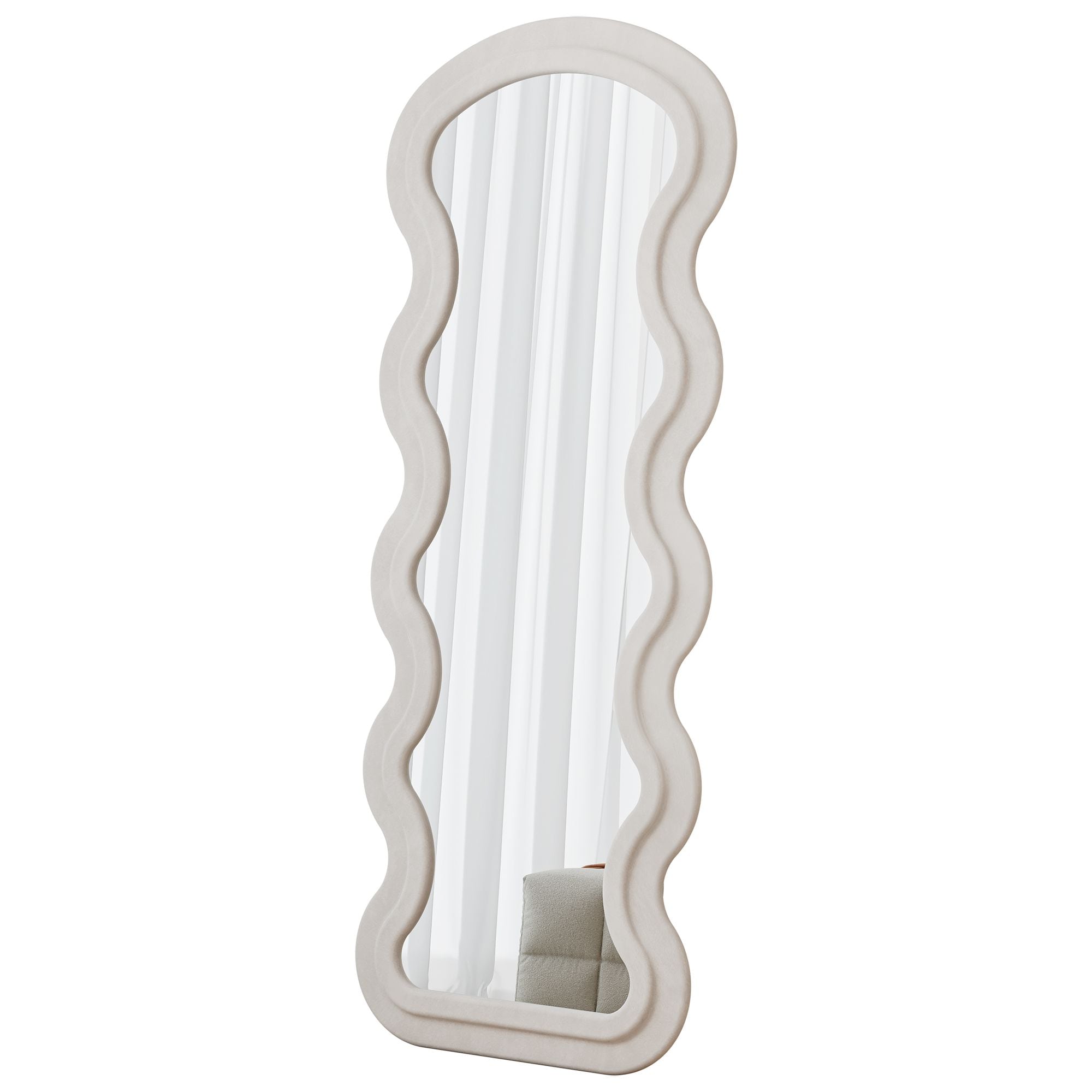 Poinic 24-in W x 63-in H Irregular White Framed Full Length Floor Mirror