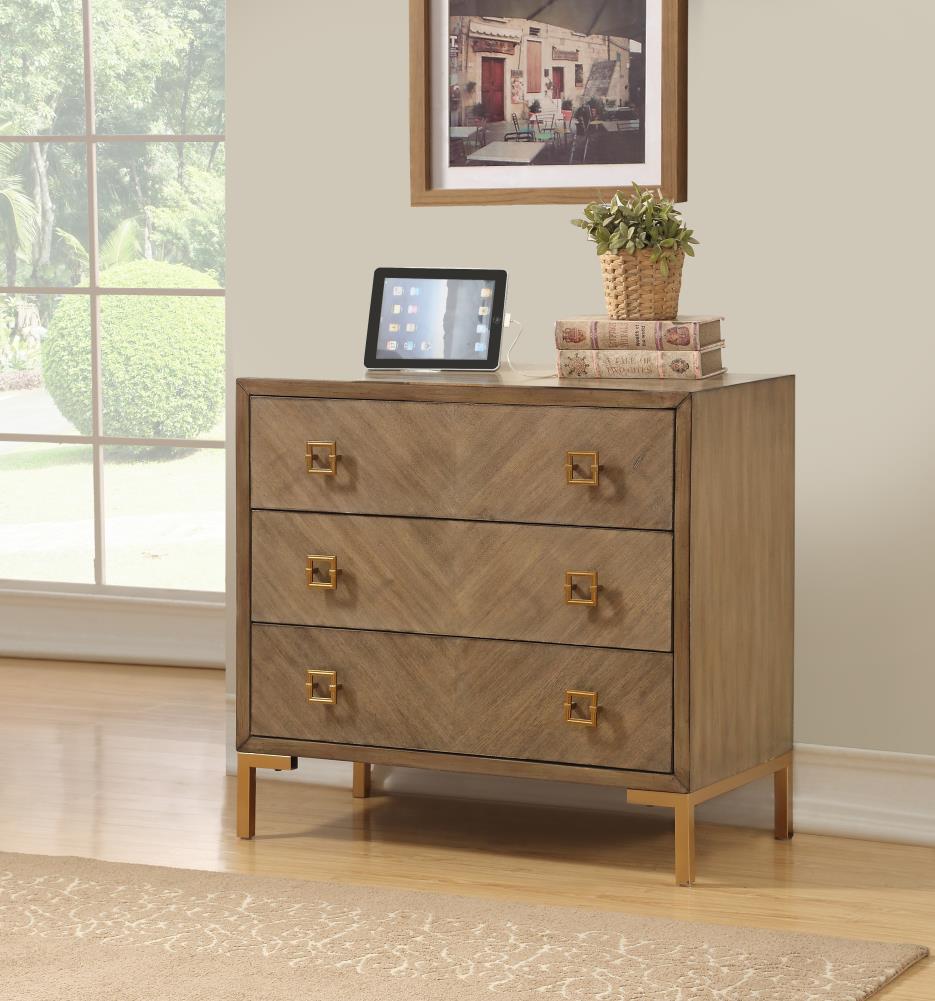 Coast to Coast Three Drawer Chest Gold