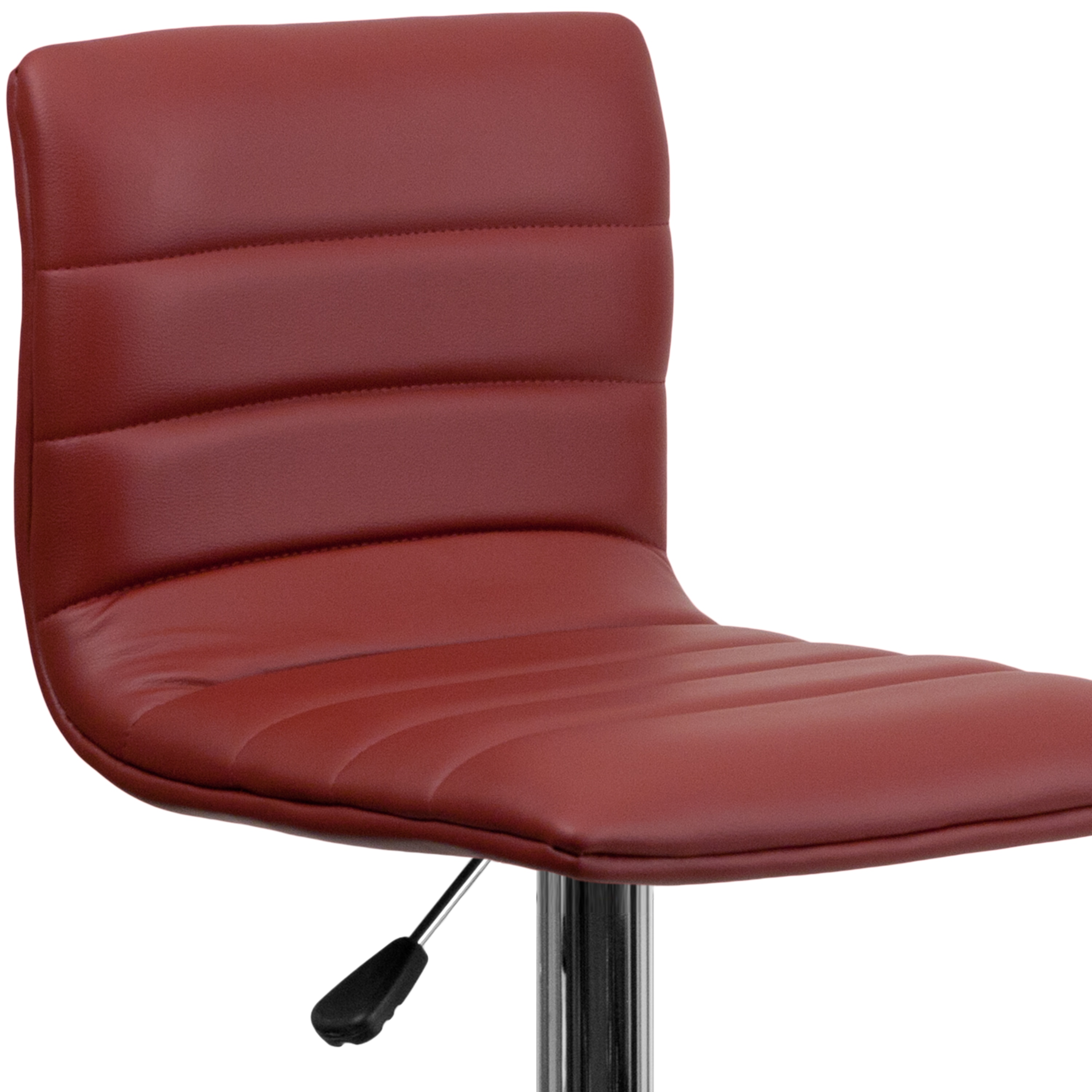 Burgundy Vinyl Adjustable Swivel Barstool with Chrome Base