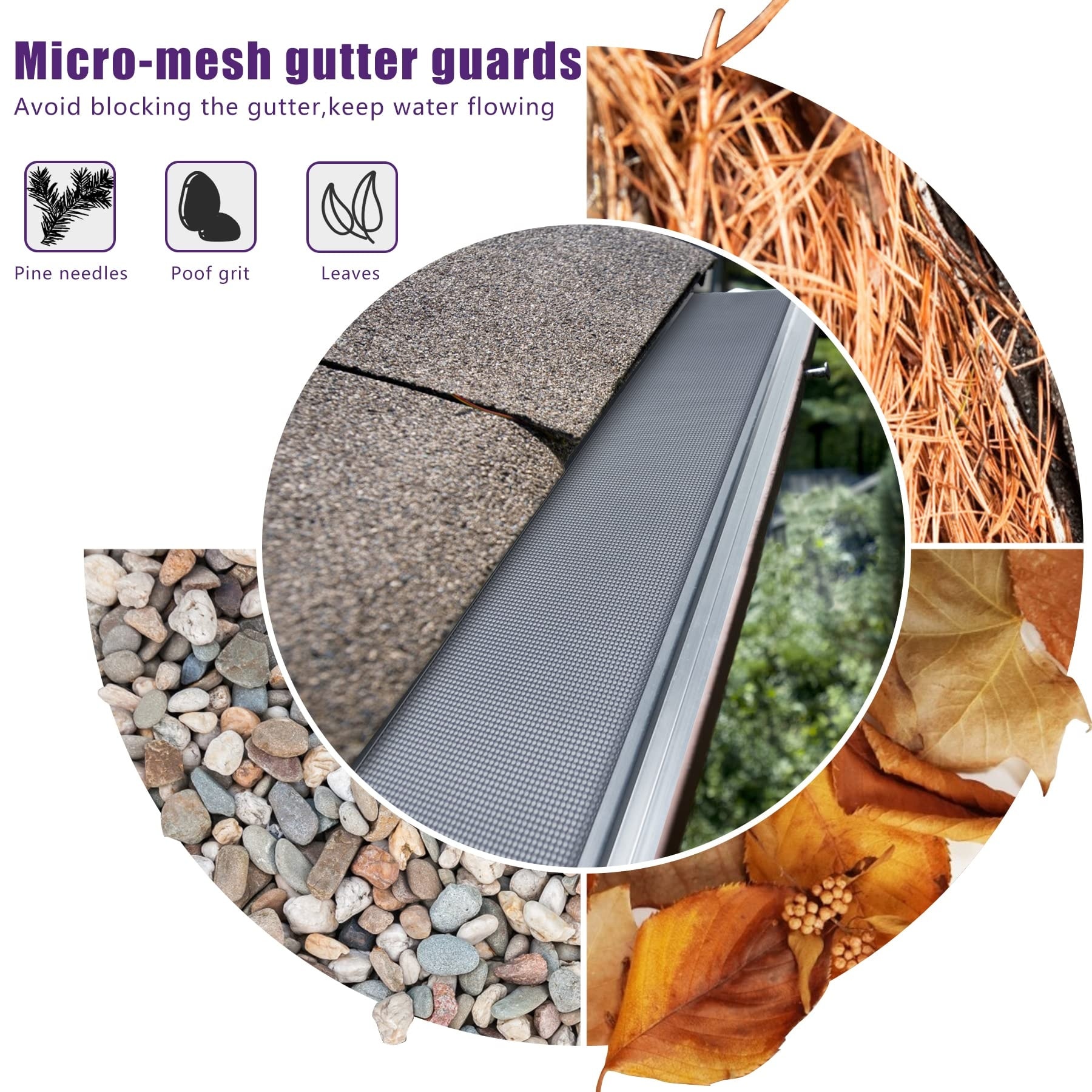 Phyfalip 15 Pack 5 Inch Stainless Steel Micro Mesh Gutter Guard Kit 48 ...