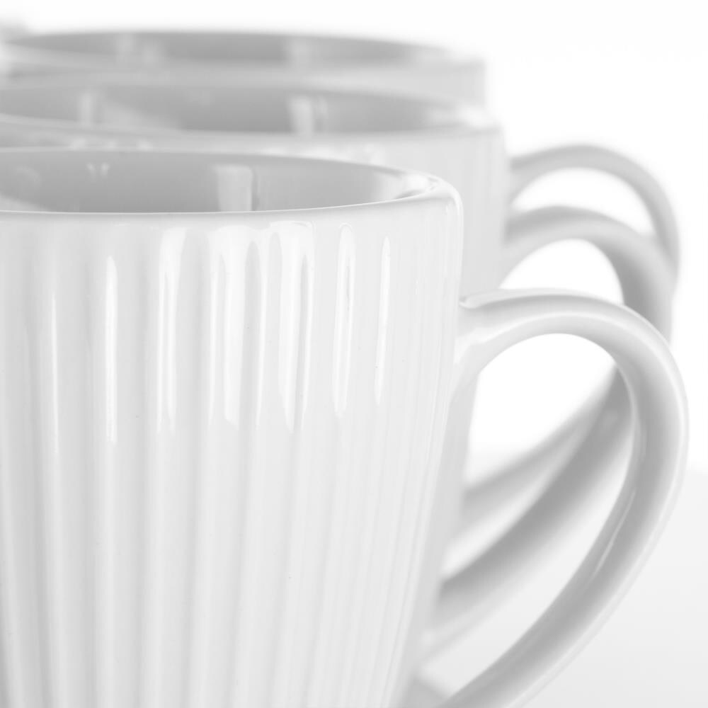 Elama - Rosales 6 Piece 12 Ounce Porcelain Mug Set in White