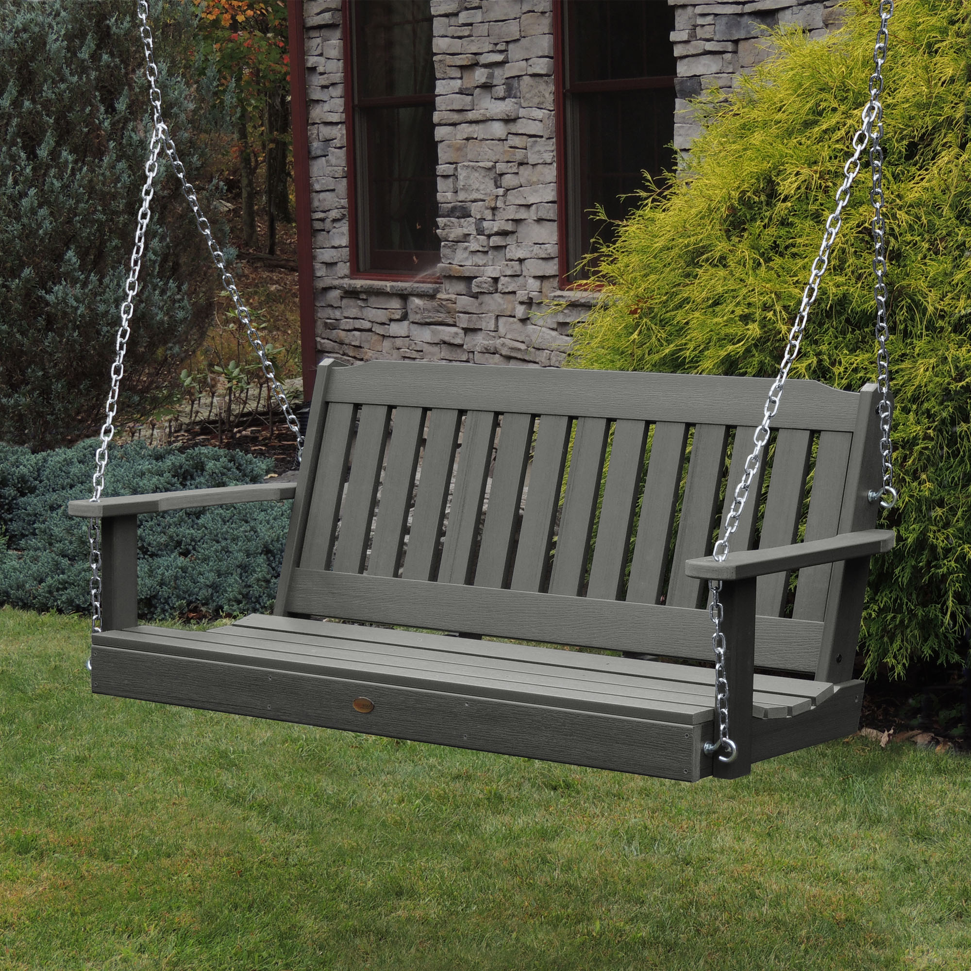 highwood AD-PORL1-CGE The Lehigh 3 -person Coastal Teak Recycled plastic Outdoor Swing