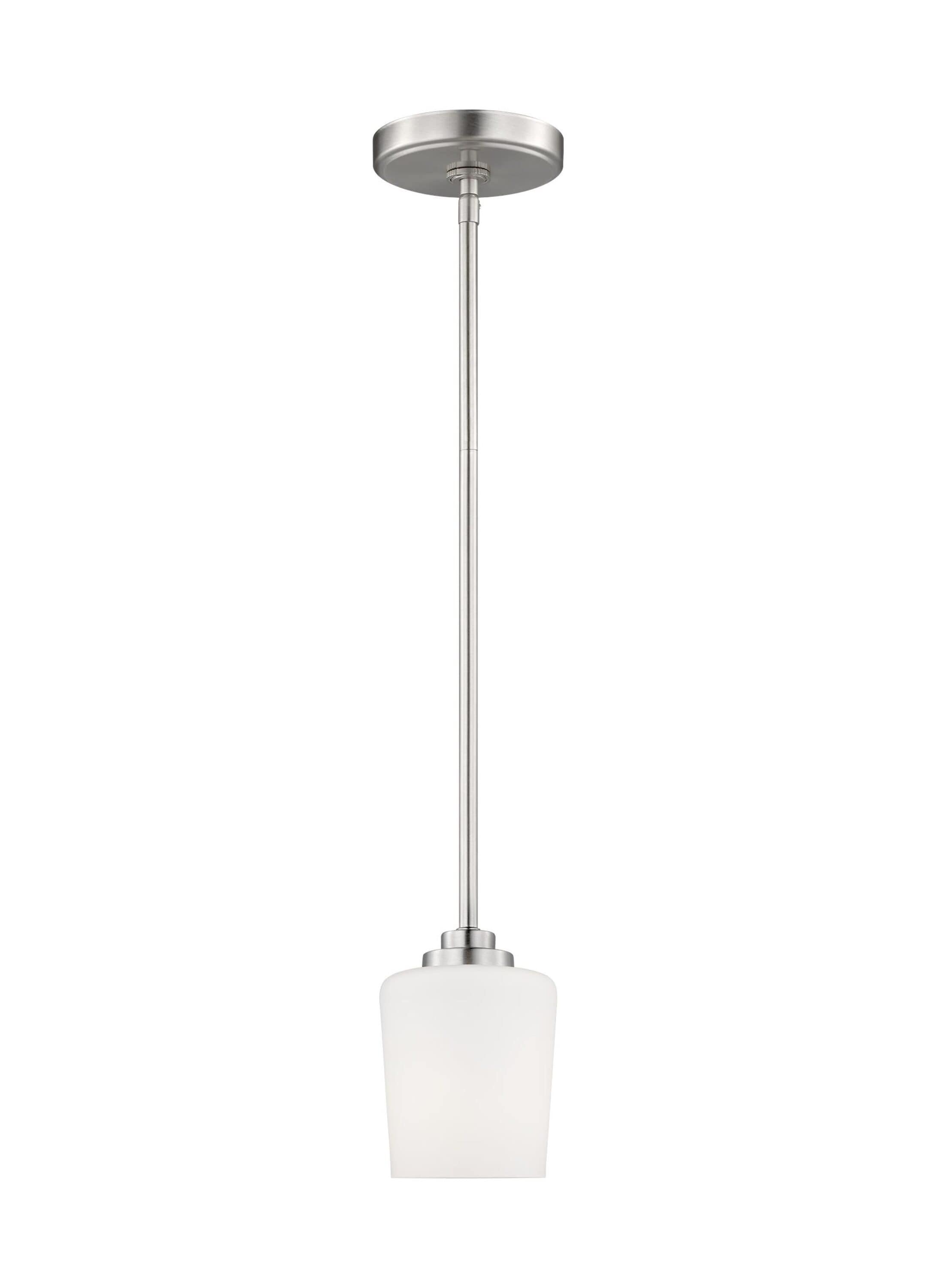 Generation Lighting 6102801EN3-962 Windom 1 -Light Brushed Nickel Traditional Frosted glass Linear Mini Hanging Pendant light