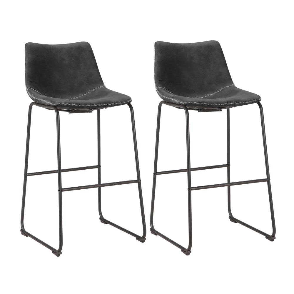 AmeriHome BSLCBSET 2 -Set Charcoal Gray 28.0-in H Adjustable Height Bar height Bucket seat Upholstered Metal Bar Stool and Back