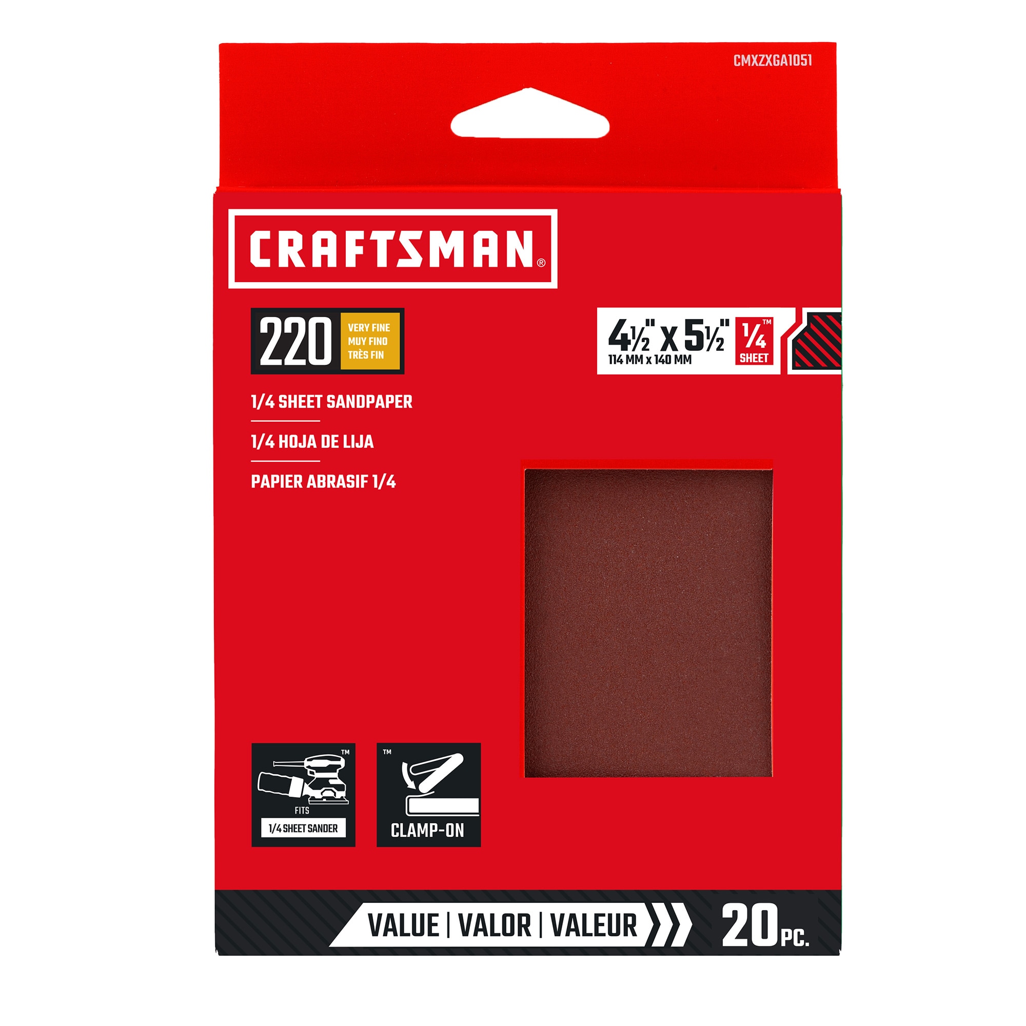 CRAFTSMAN 391051 Craftsman 20 -Piece Aluminum oxide 220 -Grit Sheet Sandpaper
