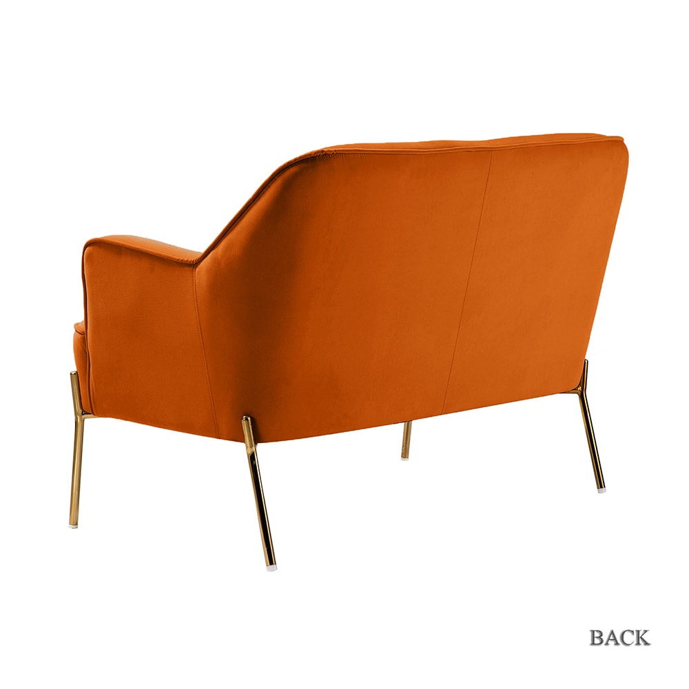 14 Karat Home 45.6-in Farmhouse Orange Velvet Loveseat in the Couches ...