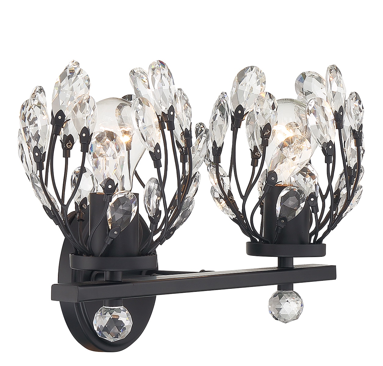 Savoy House Moreno 15.5-in 2-Light Matte Black LED Vintage Vanity Light ...