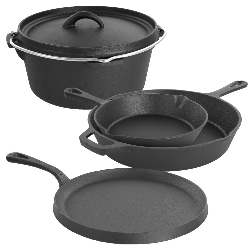 MegaChef 5-Piece 15.75-in Cast Iron Cookware Set with Lid(s