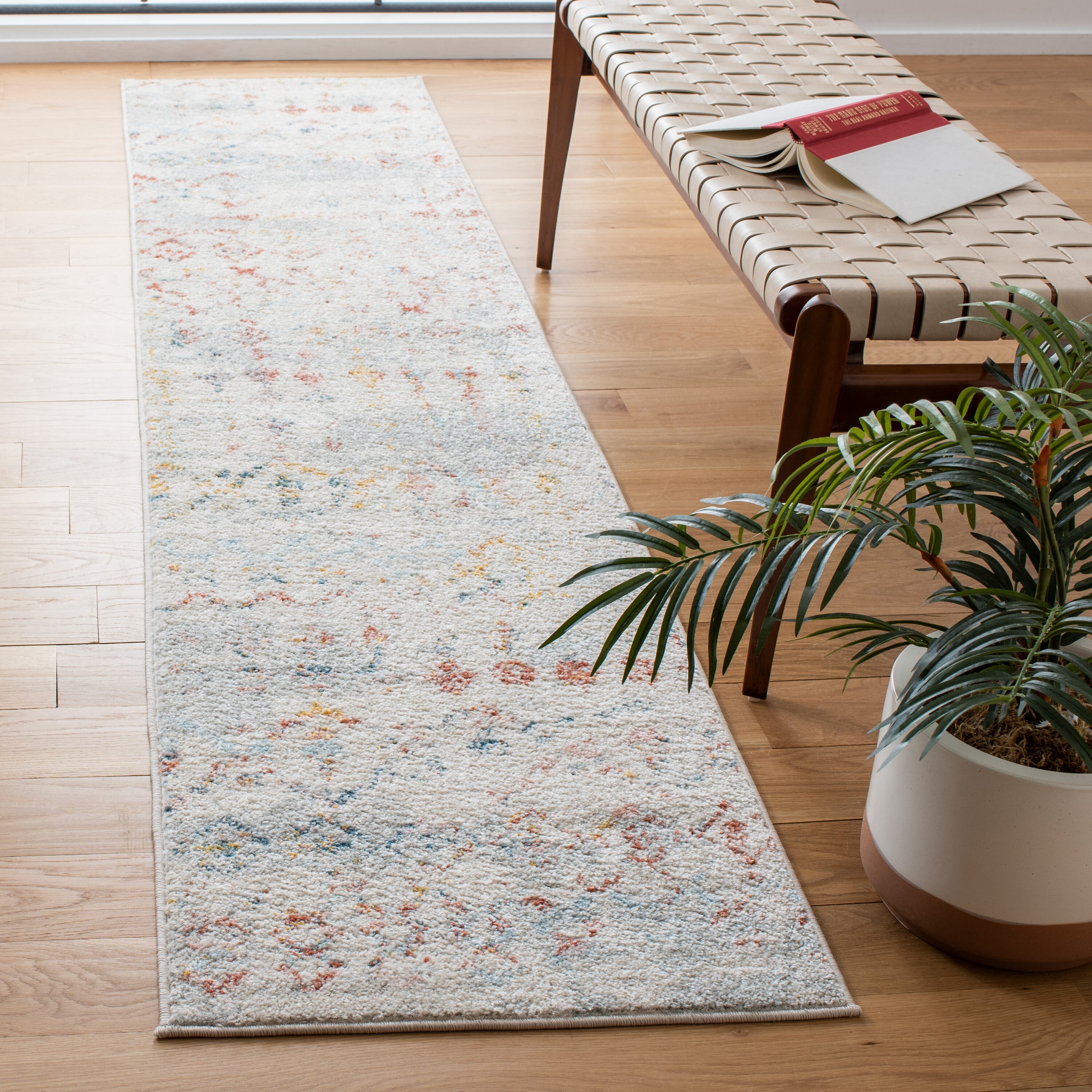 Safavieh TUL240D-29 Tulum Astra 2 x 9 (ft) Loomed Polypropylene Ivory/Pink Rectangular Indoor Geometric Bohemian/Eclectic Runner rug
