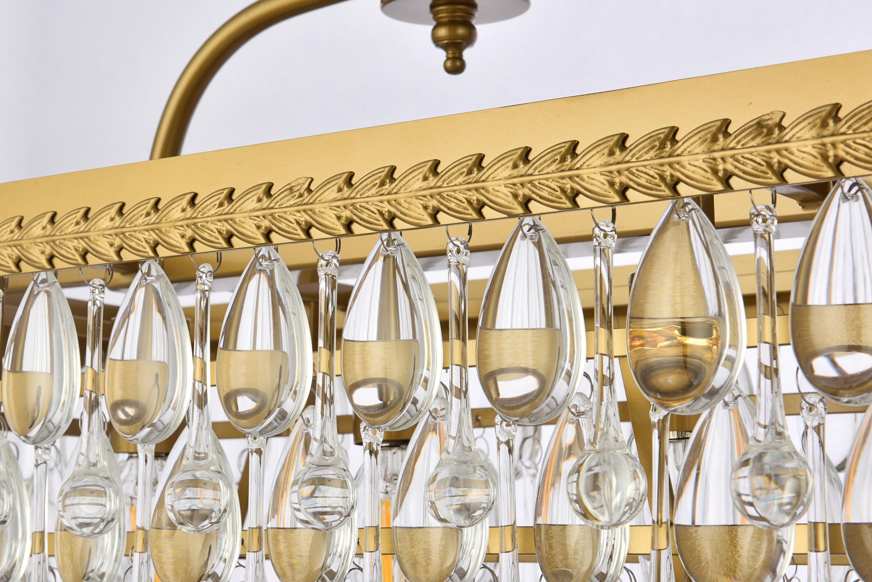 Nordic Brass and Crystal 6-Light Rectangular Pendant
