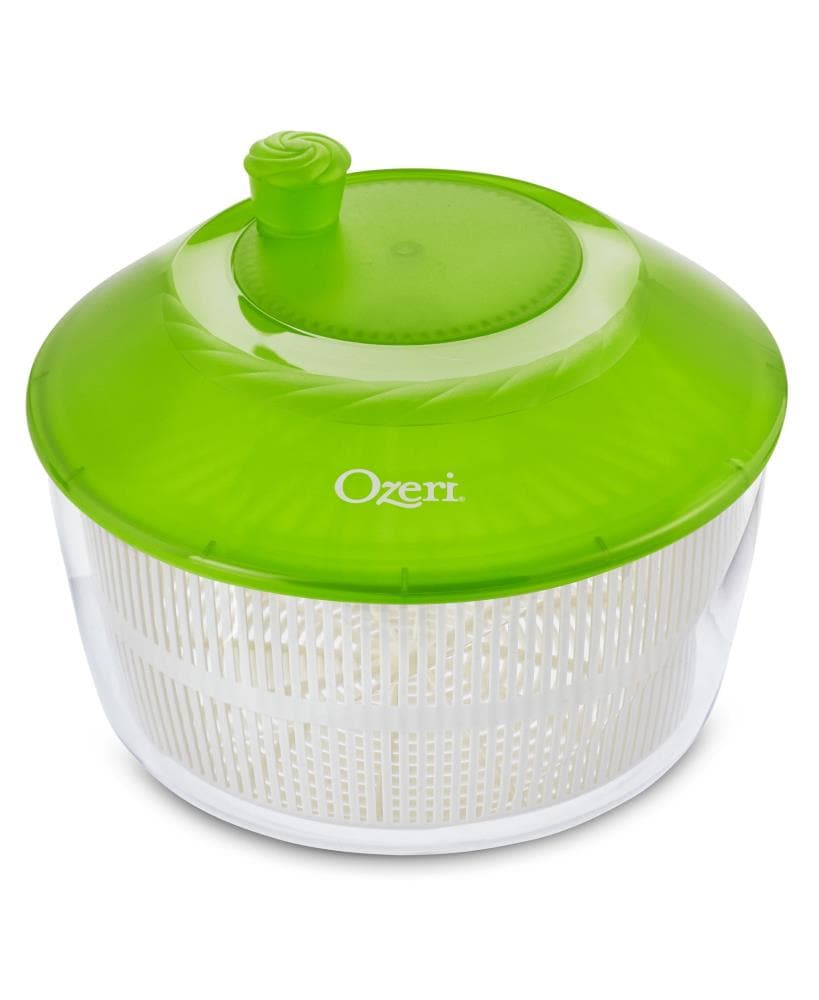 Ozeri SS2-GN Italian Made Fresca Salad Spinner and Serving Bowl, BPA-Free Multisize Acrylic BPA-Free Reusable Food storage container with Lid