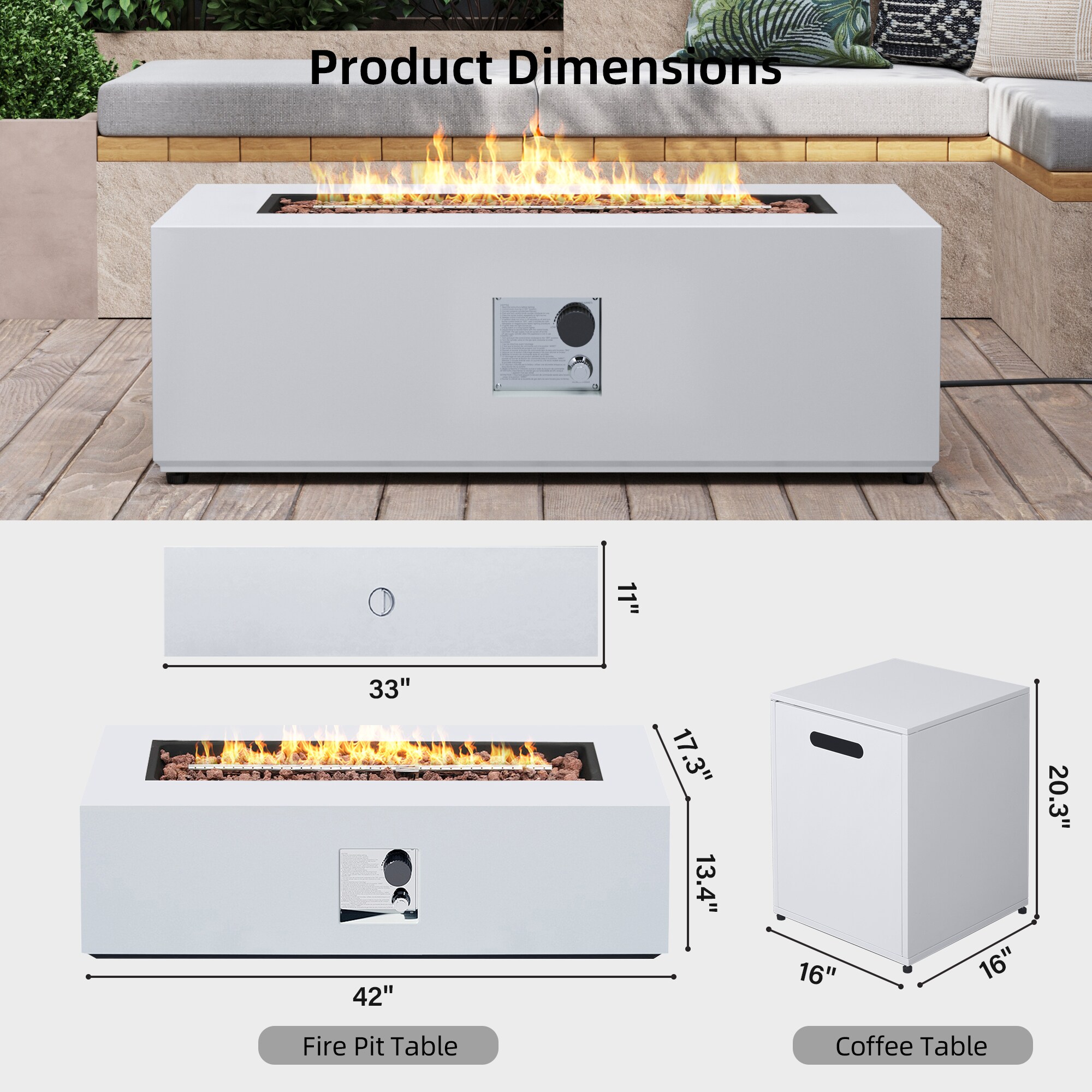 UPHA PL-42TPCFX-WH-K Outdoor-Gas-Firepits - View #3