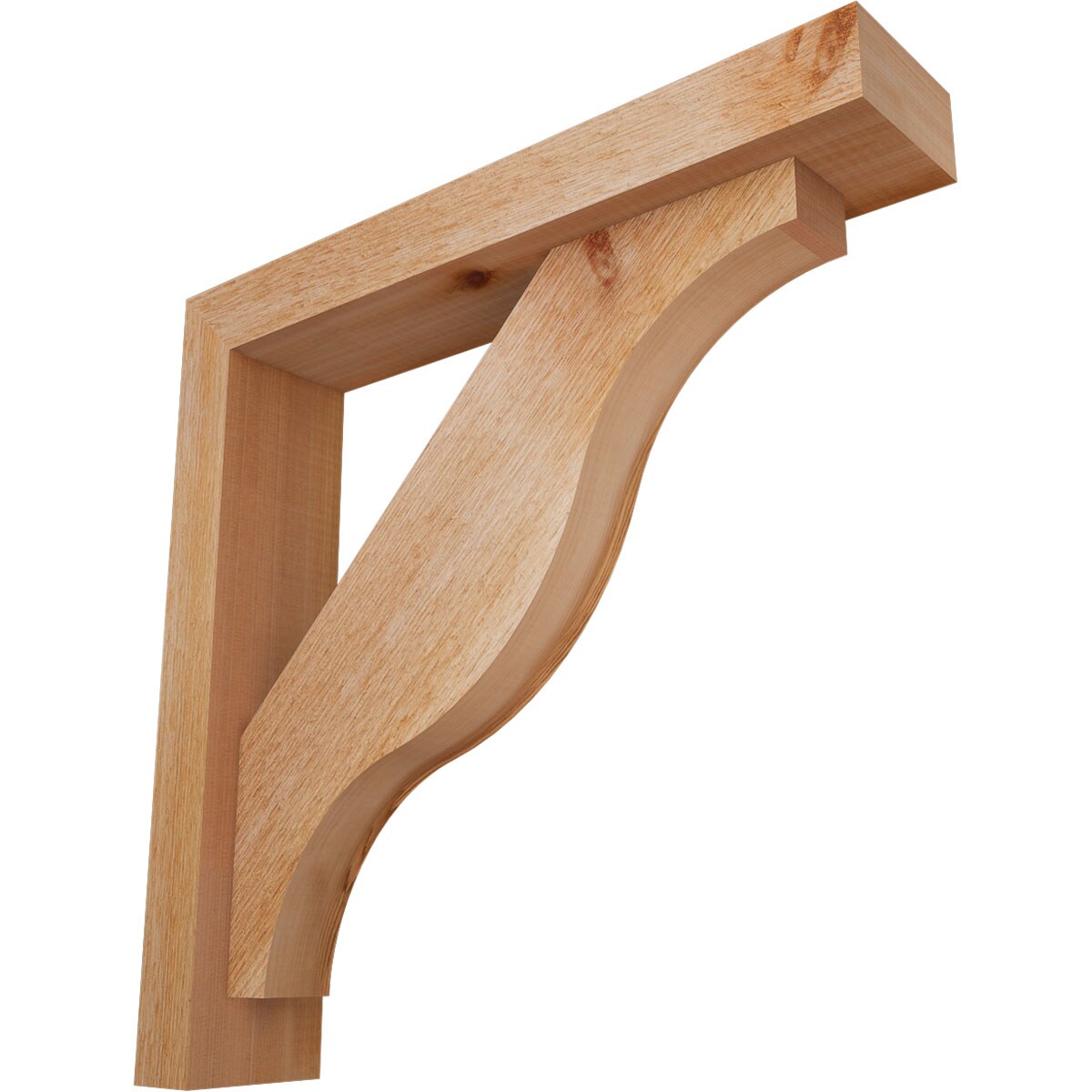 Ekena Millwork 1462216 Funston Block Rough Sawn Bracket with Offset Brace 4-in x 20-in x 20-in Western red cedar Brown Wood Standard bracket