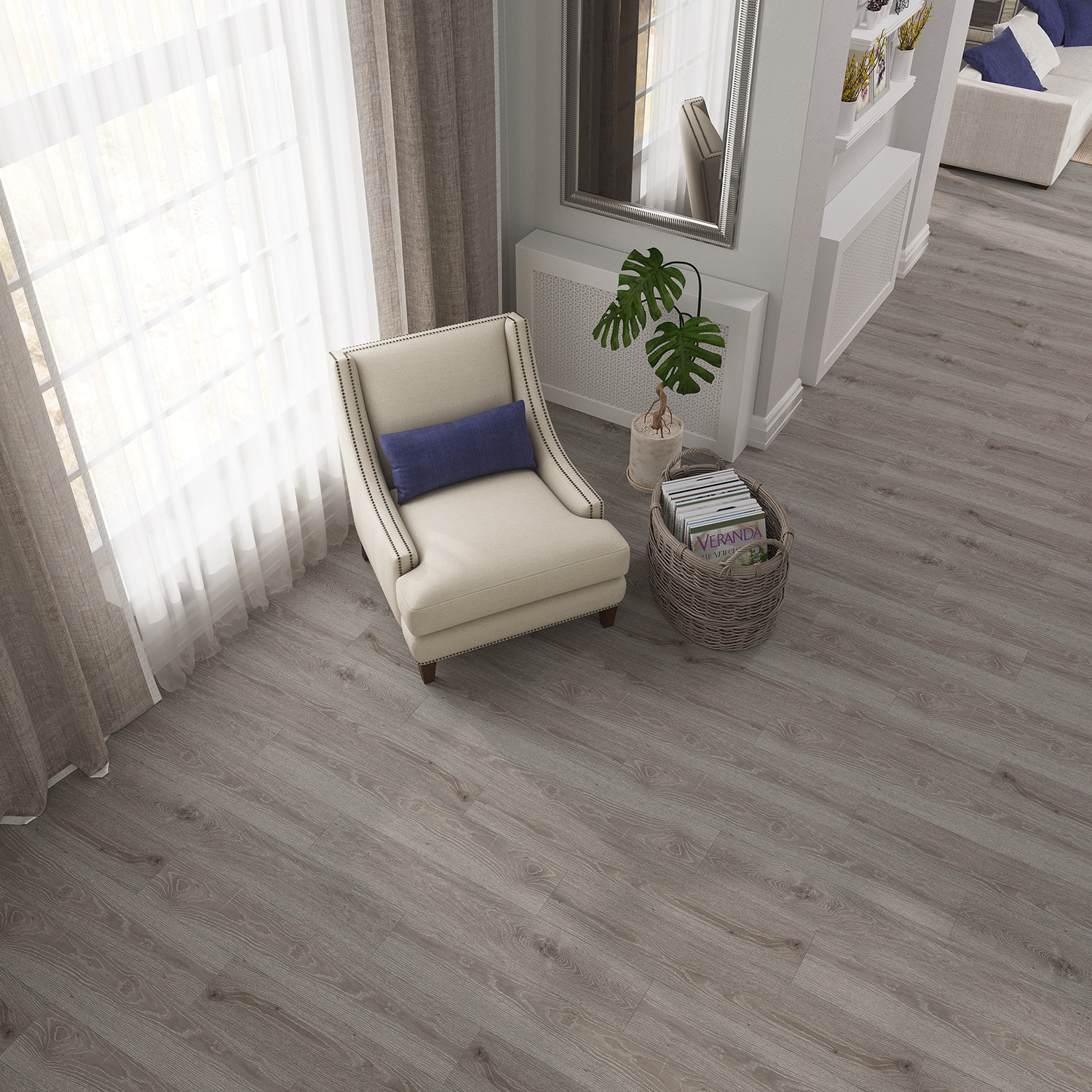 Lucida USA (Sample) PresCore Cliffside Gray Wood Look 12-mil Water Resistant Glue Down Vinyl Tile