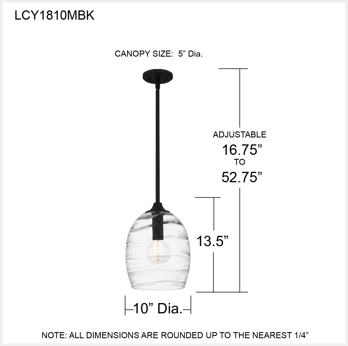 Matte Black Glass Indoor/Outdoor Pendant Light