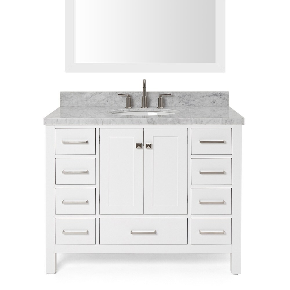 ARIEL Cambridge 43-in White Undermount Single Sink Bathroom Vanity with  White Natural Marble Top (Mirror Included) in the Bathroom Vanities with  Tops department at Lowes.com