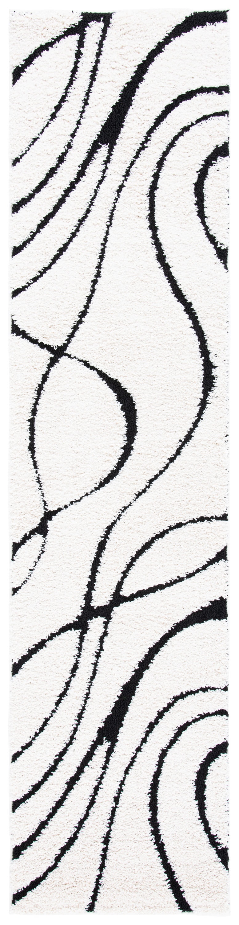 Safavieh SG471-1290-211 Florida Rhythm Shag 2 x 11 (ft) Loomed Polypropylene Ivory/Black Rectangular Indoor Abstract Oriental Runner rug