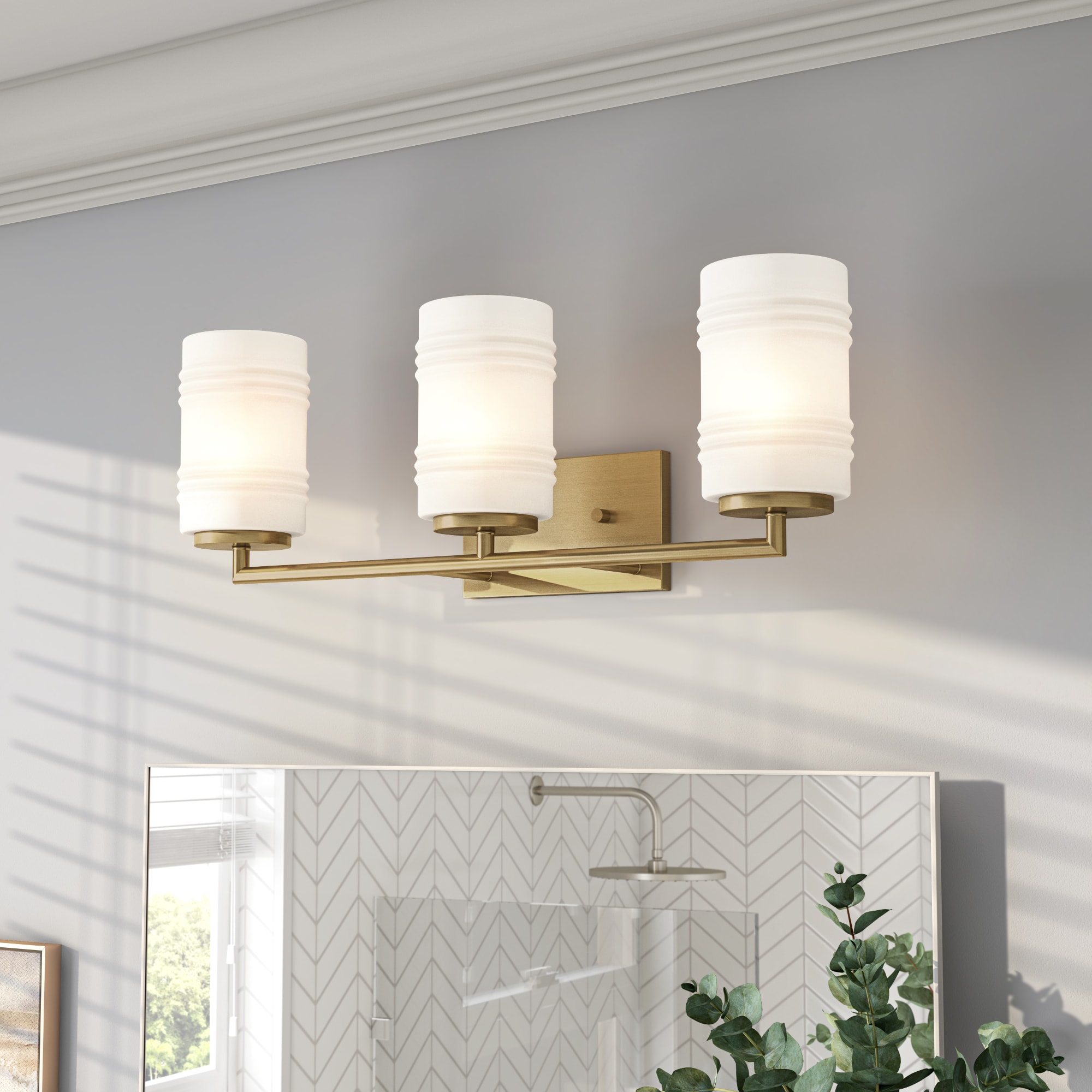 Leavenworth Brushed Gold 23.5" Outdoor Vanity Light with Etched Opal Glass