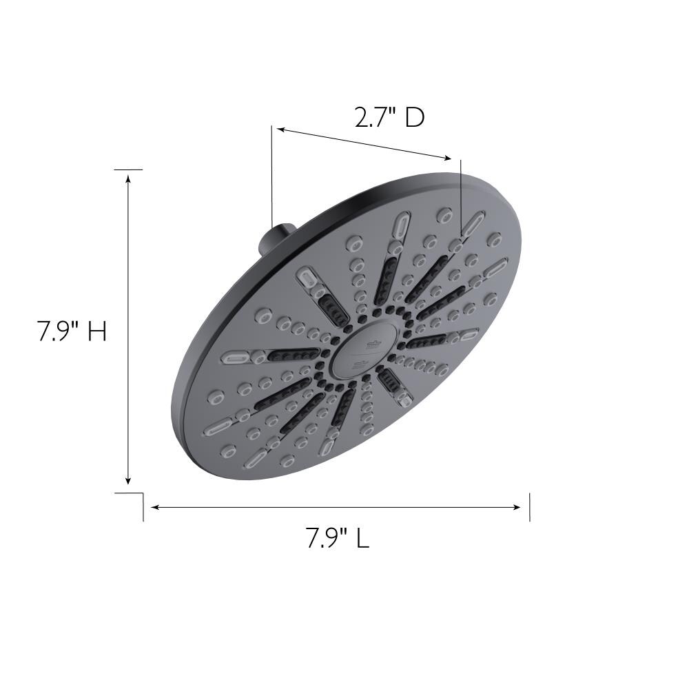 Matte Black 8-Inch Round Wall Mounted Rain Shower Head