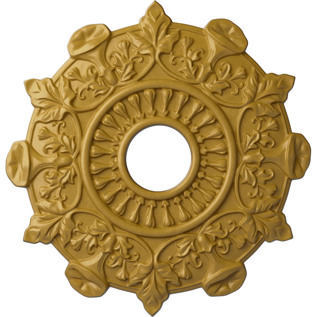 Ekena Millwork CM17PRIGS Preston 17.5-in W x 17.5-in L Painted Iridescent Gold Polyurethane Whole Ceiling Medallion