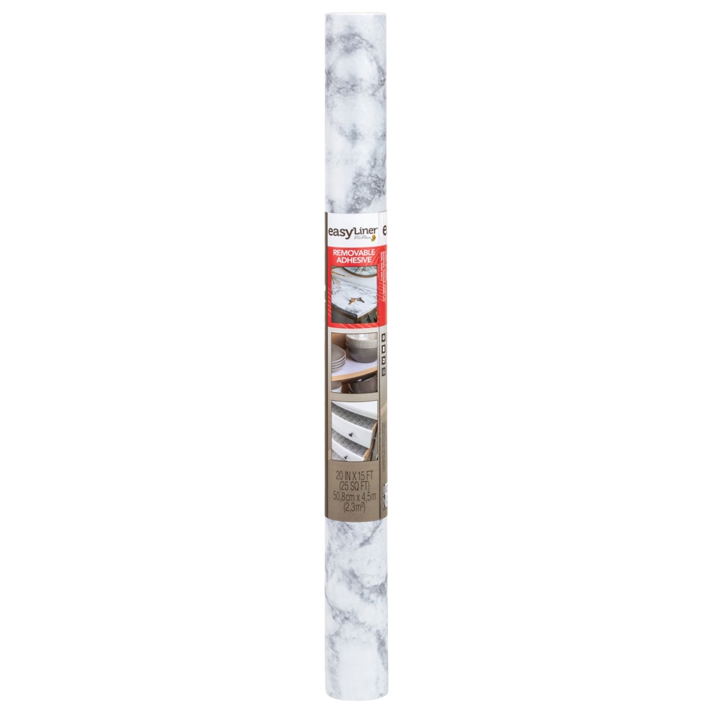 Duck EasyLiner Removable Adhesive 20-in x 15-ft White Marble Shelf Liner in  the Shelf Liners department at