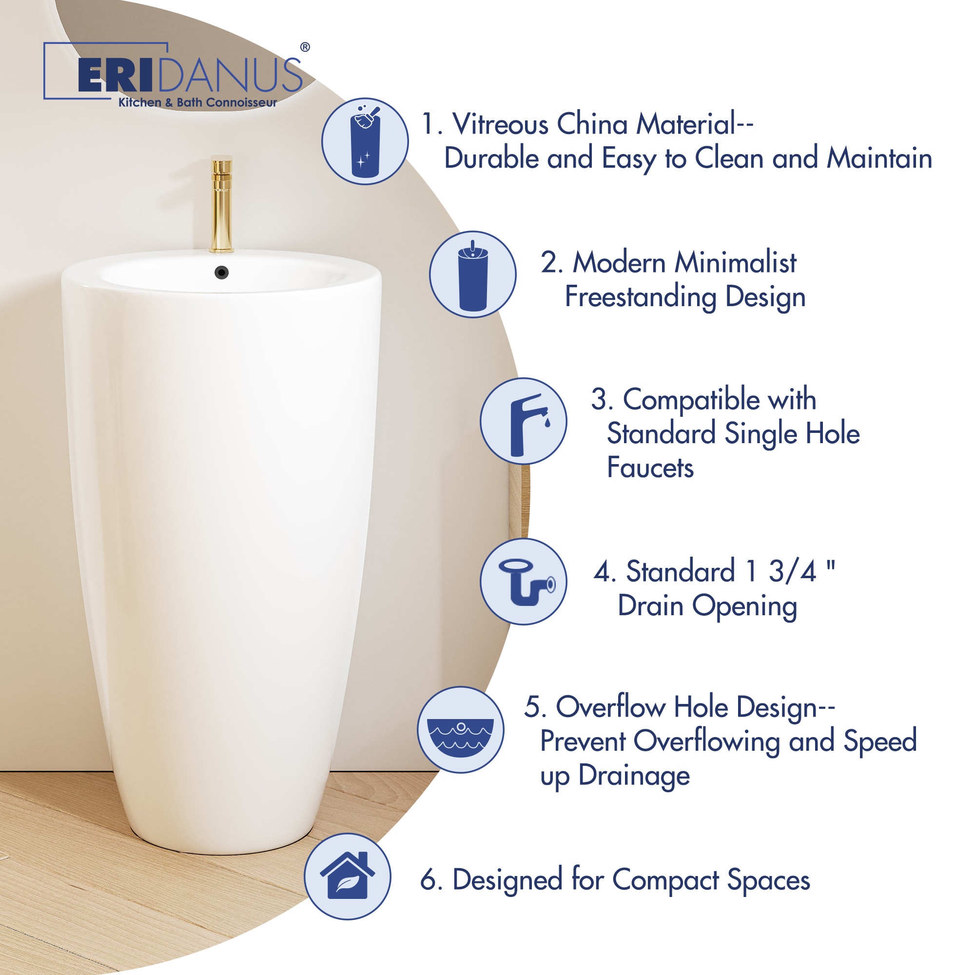 Eridanus ERI-PB-403-A Complete-Pedestal-Lavatories - View #2