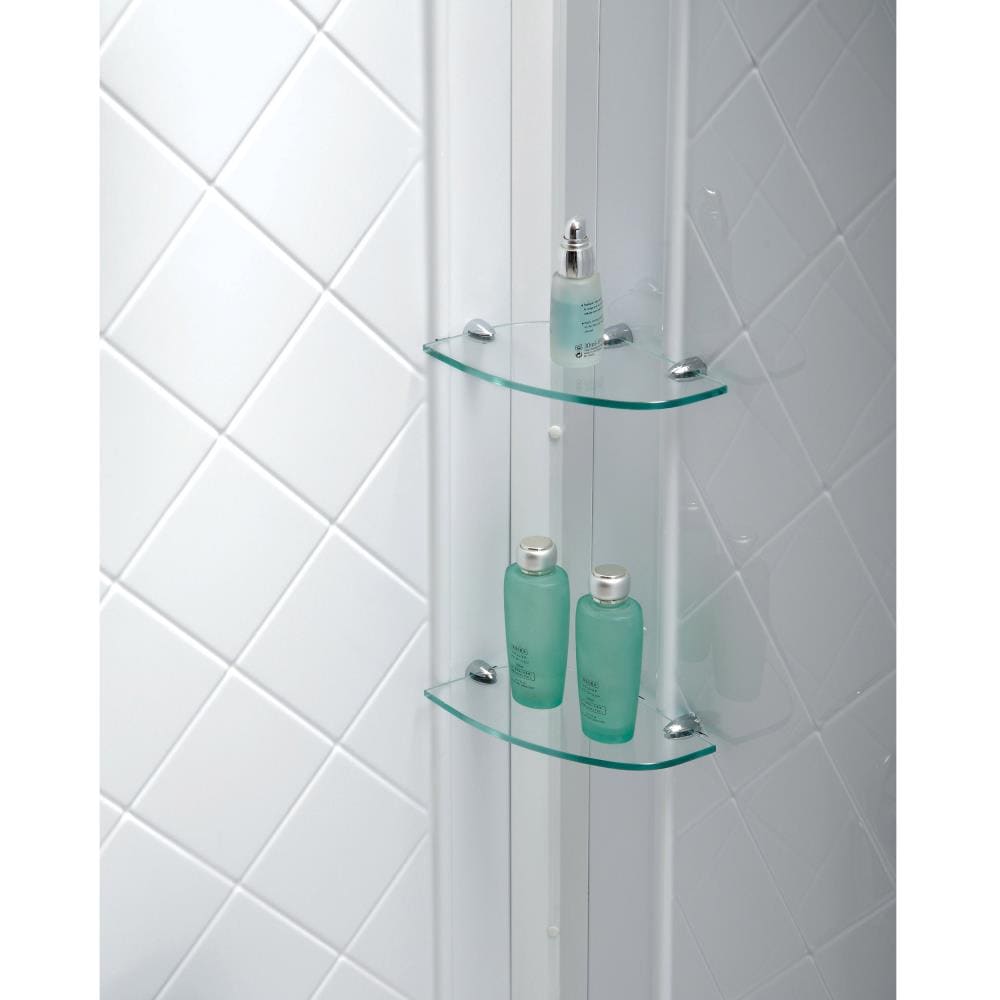 Lavish 33-1/2 in. L x 59 in. W x 87 in. H Center Drain Alcove Shower Stall  Kit in White and Chrome with Easy Fit Drain