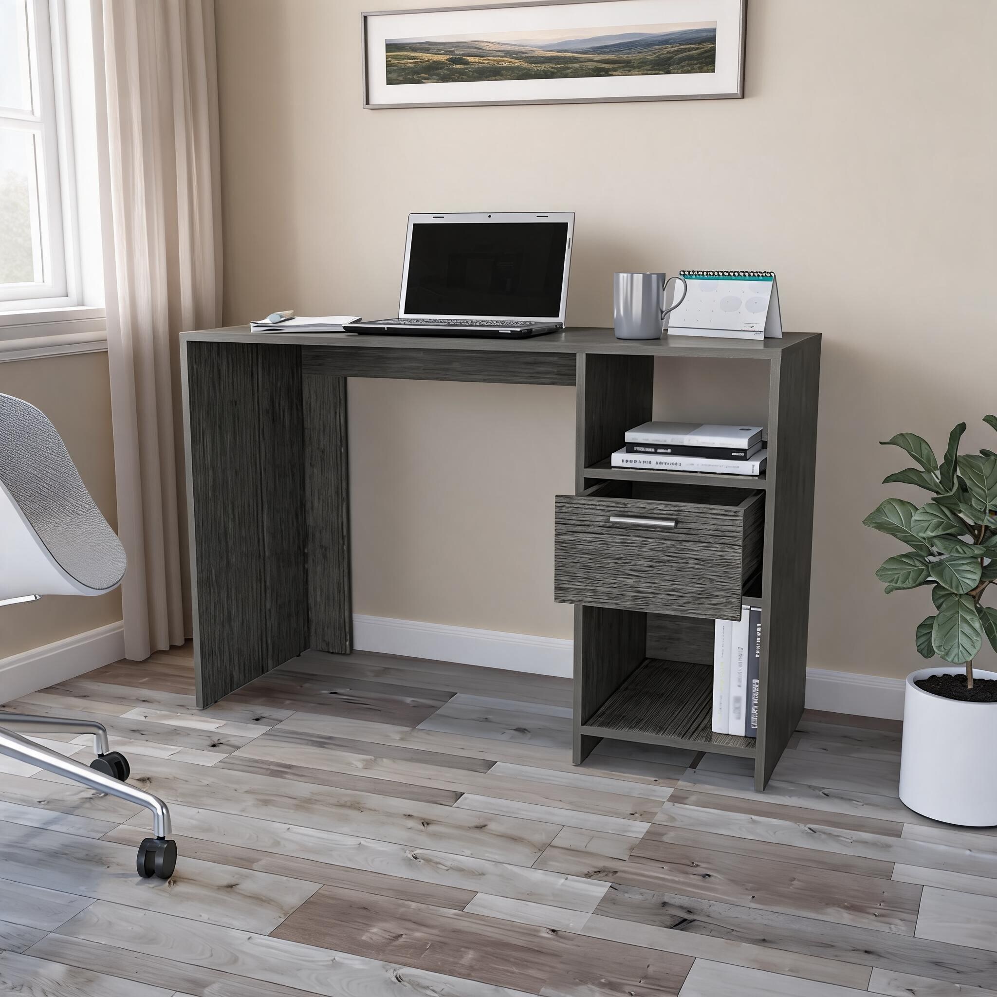Watnature Small Space Home Office 43 Inch Wide Rectangular Slate Gray ...